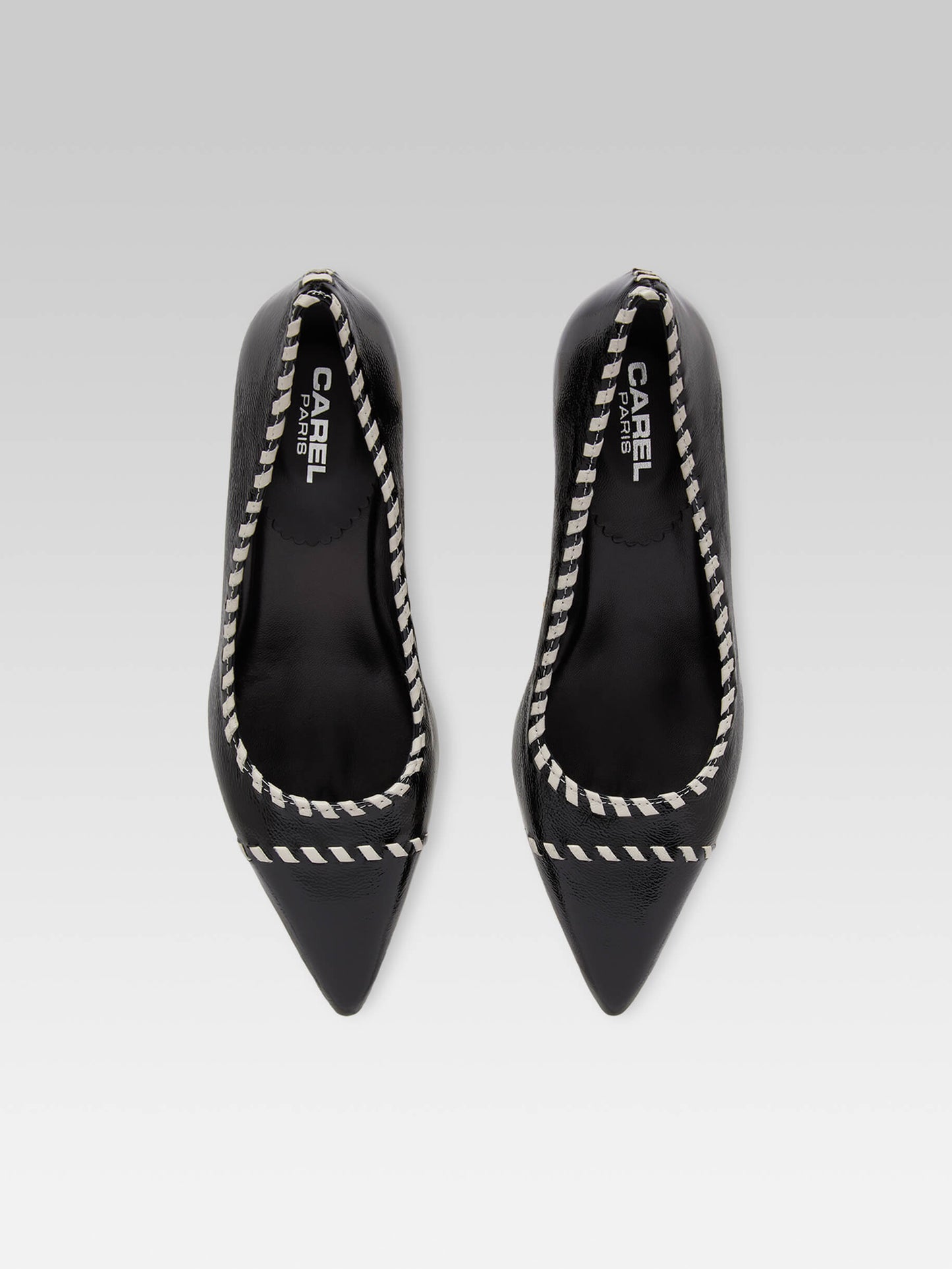 Dolly - Escarpins cuir naplack noir et cuir ivoire