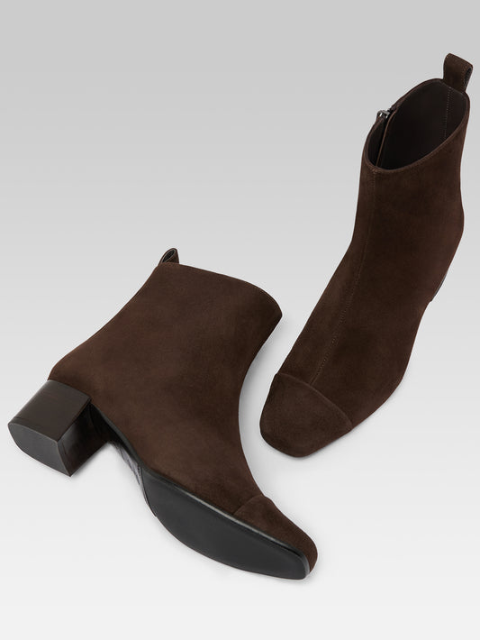Estime - Chocolate suede leather ankle boots - Image number 5