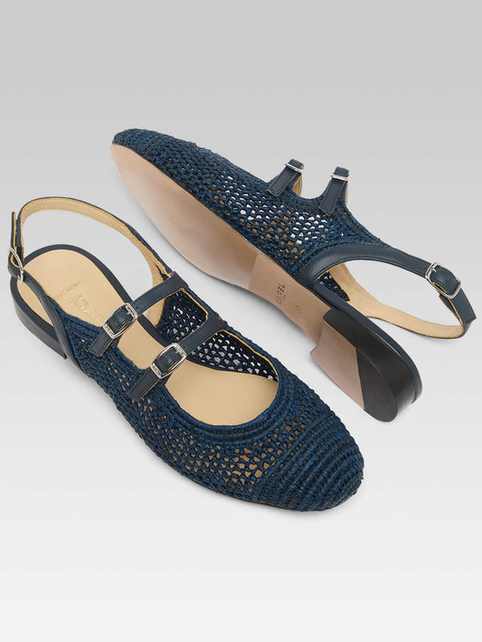 Balma - Babies slingback raphia bleu marine - Image numéro 5