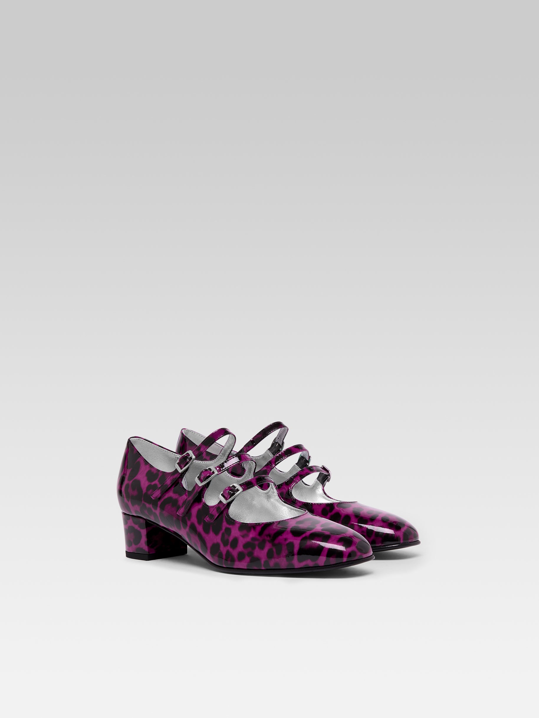 Kina - Purple leopard upcycled patent leather Mary Janes pumps - Image number 2