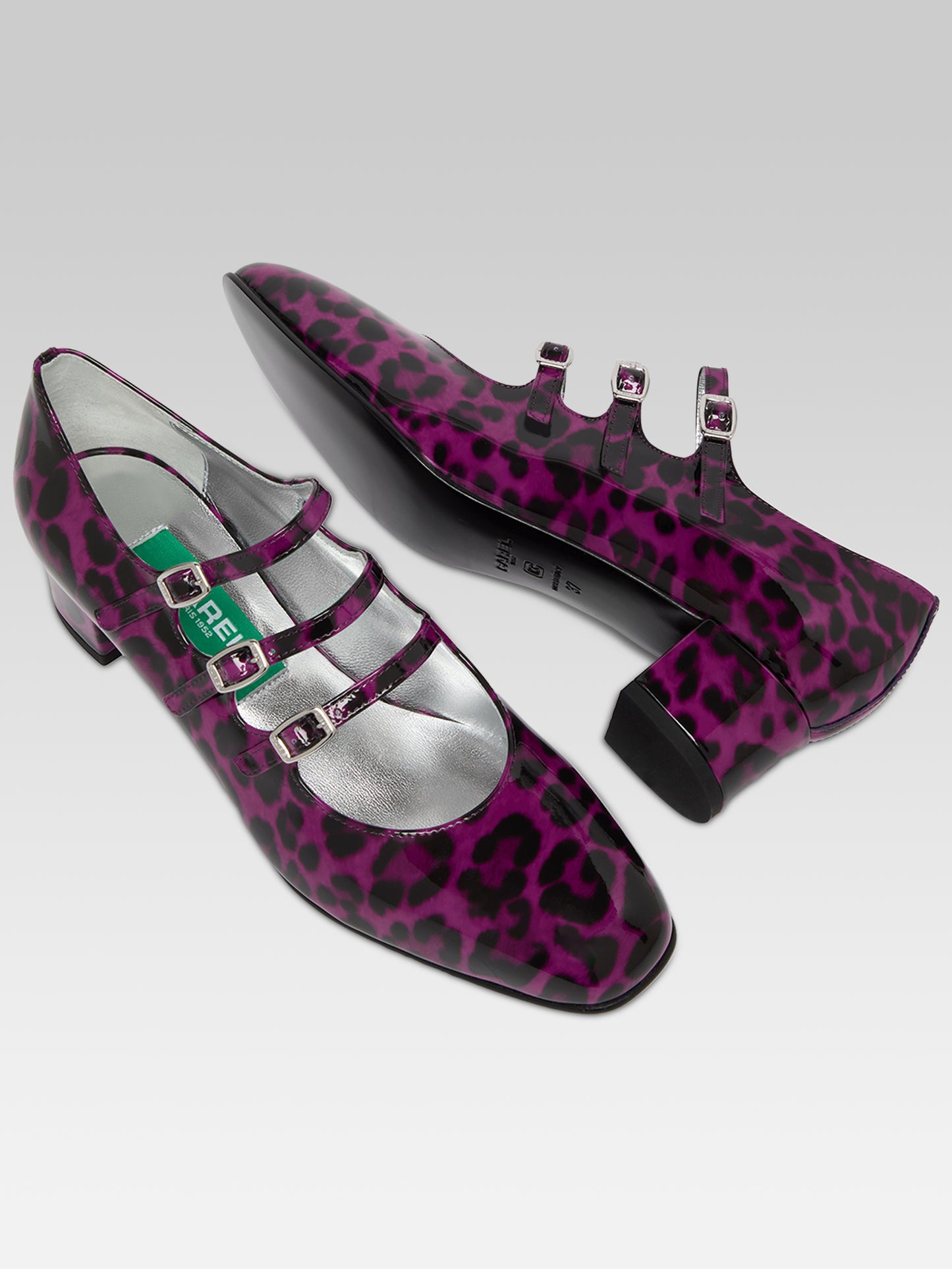 Kina - Purple leopard upcycled patent leather Mary Janes pumps