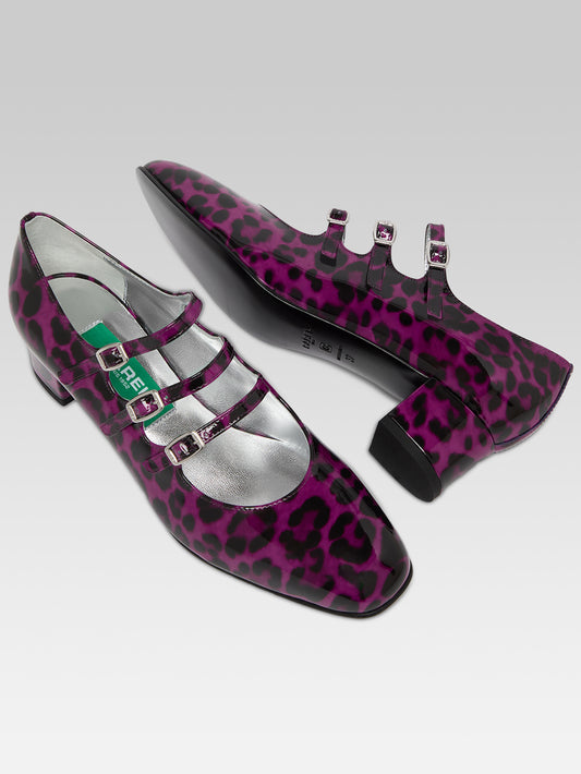 Kina - Purple leopard upcycled patent leather Mary Janes pumps - Image number 3
