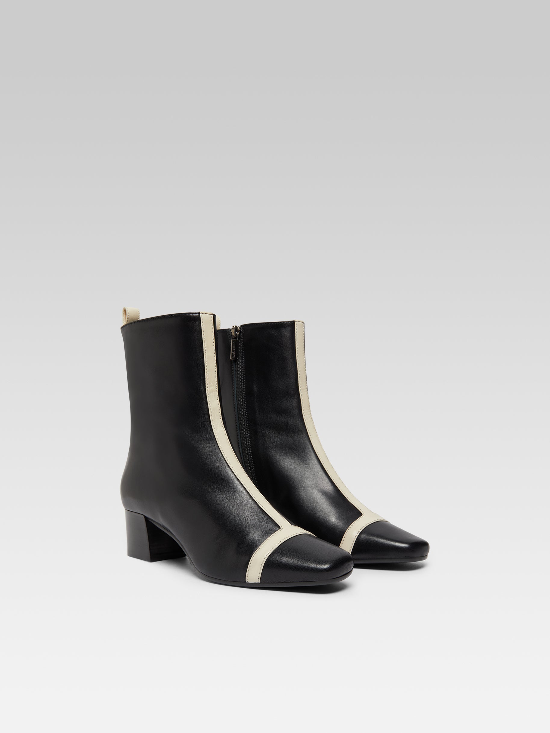 Audrey - Bottines cuir noir et ivoire - Image numéro 2