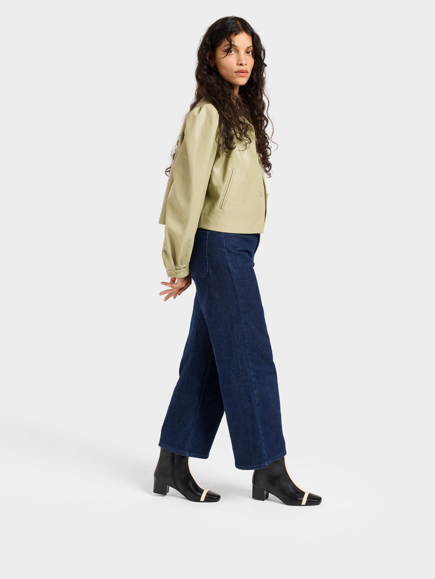 Audrey - Bottines cuir noir et ivoire