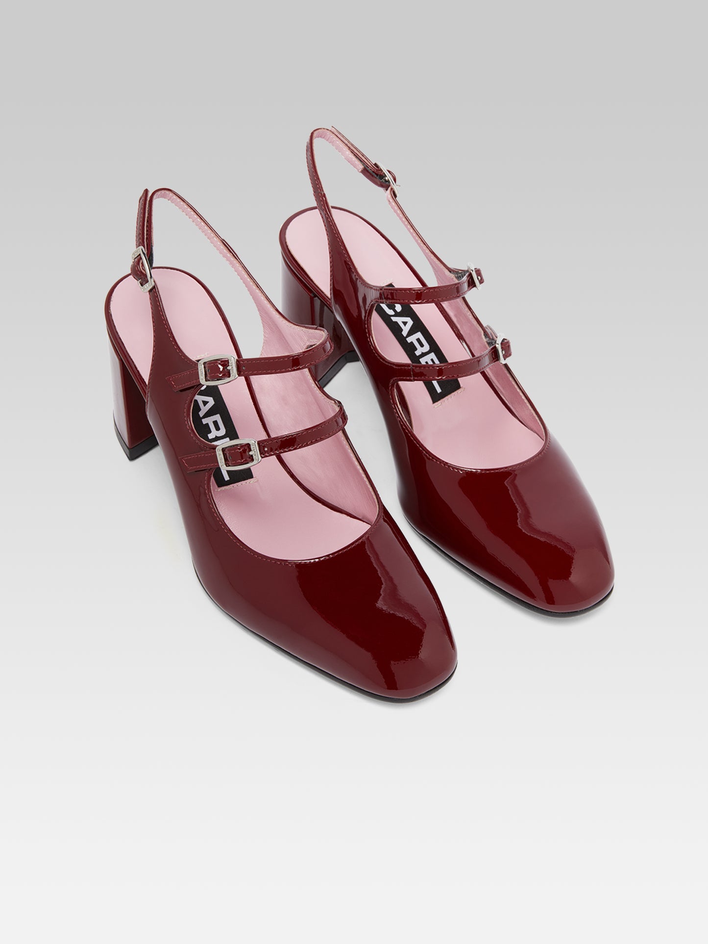 Banana - Burgundy patent leather slingback Mary Janes