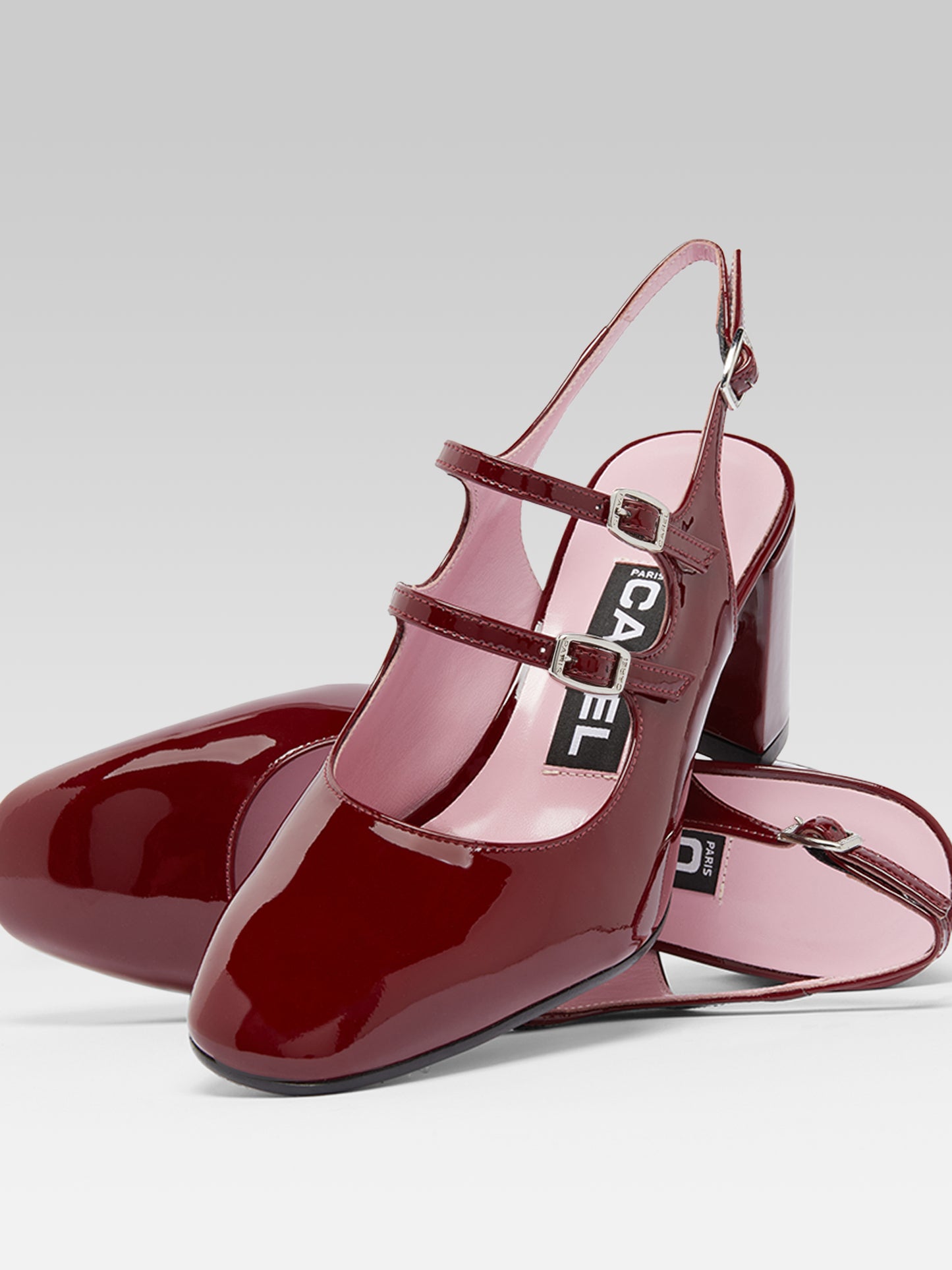 Banana - Burgundy patent leather slingback Mary Janes