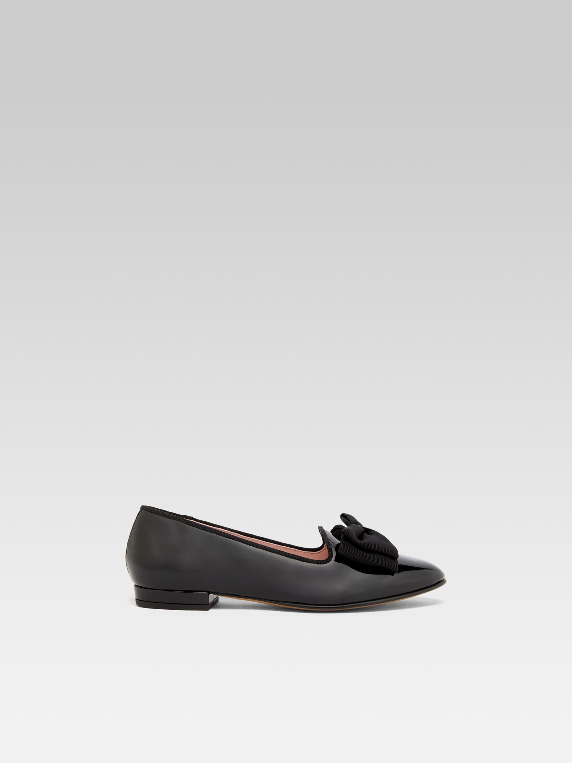 Marquis - Ballerines à noeud cuir verni noir - Image numéro 1