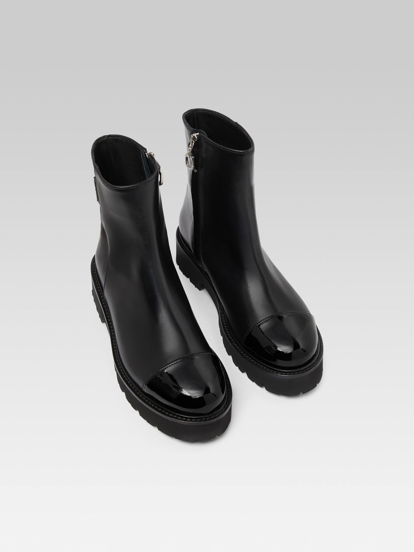 Chouchou - Bottines cuir et cuir verni noir