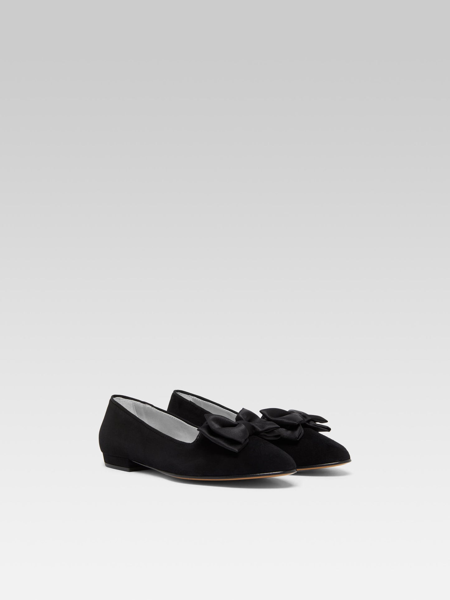 Marquis - Black suede leather bow ballet flats