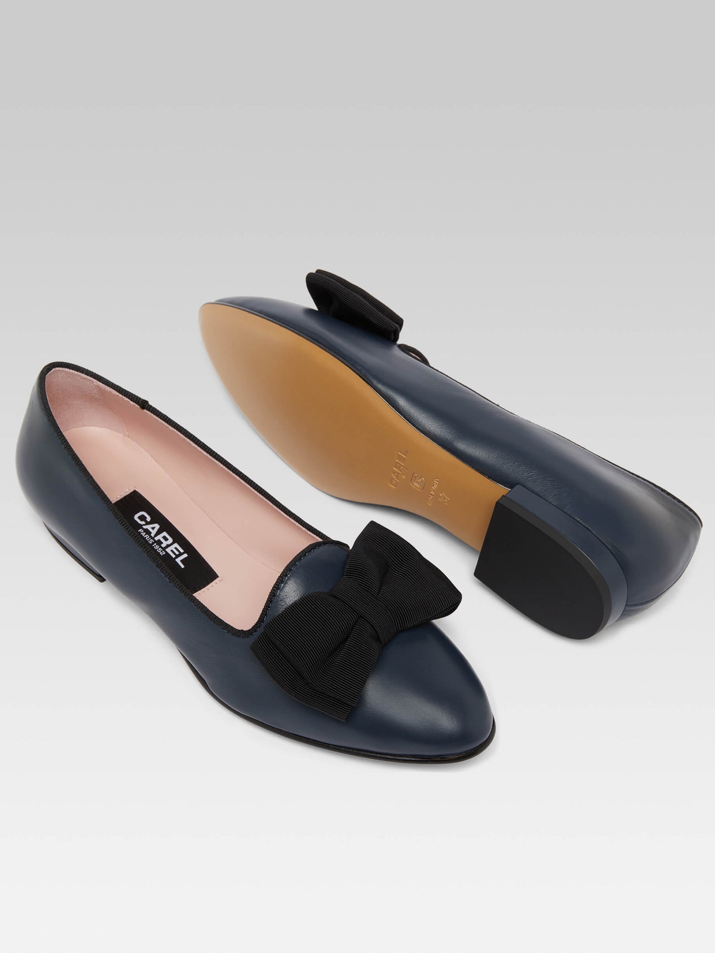 Marquis - Ballerines à noeud cuir bleu marine