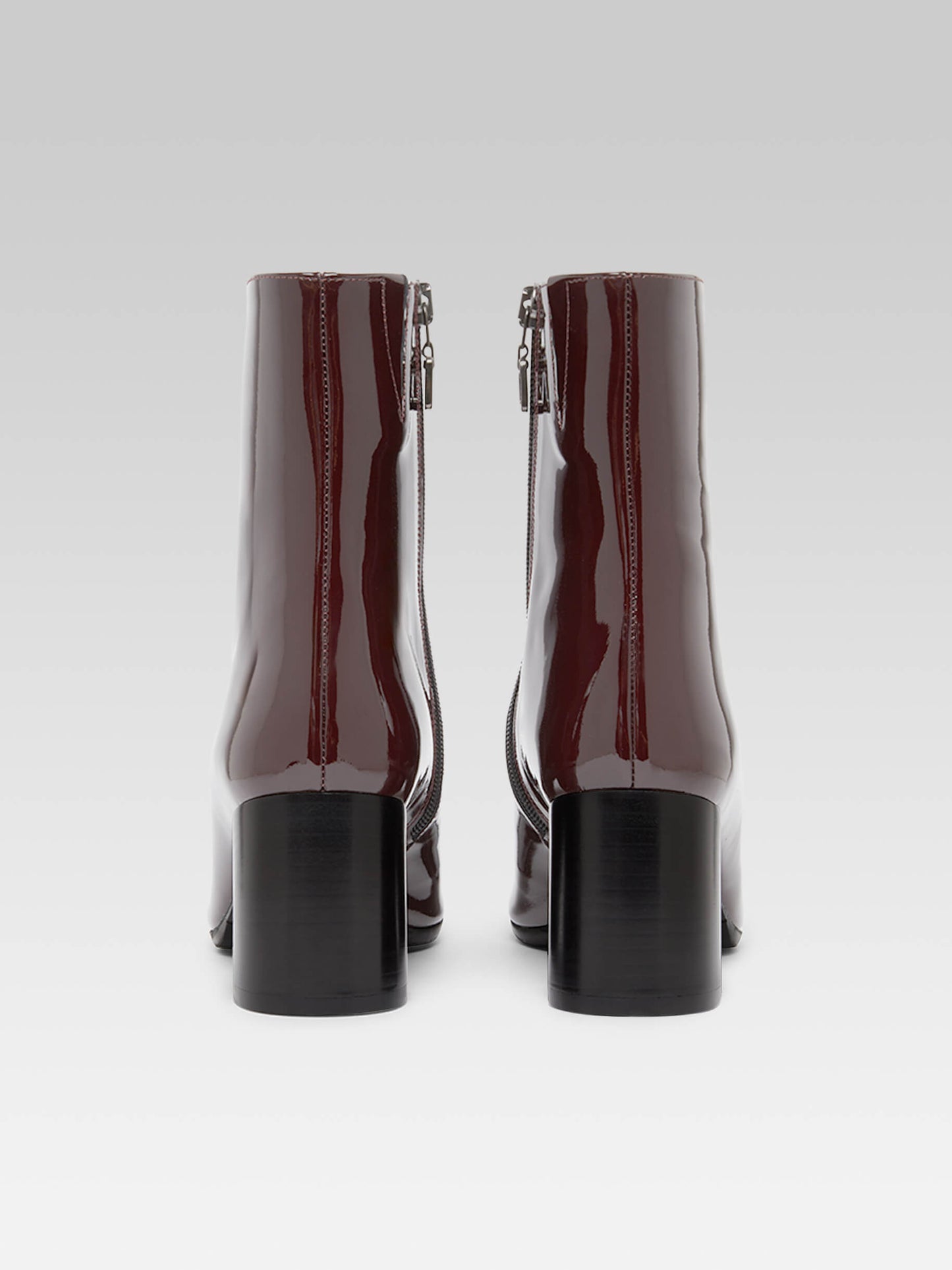 Esprit - Dark burgundy and black patent leather ankle boots