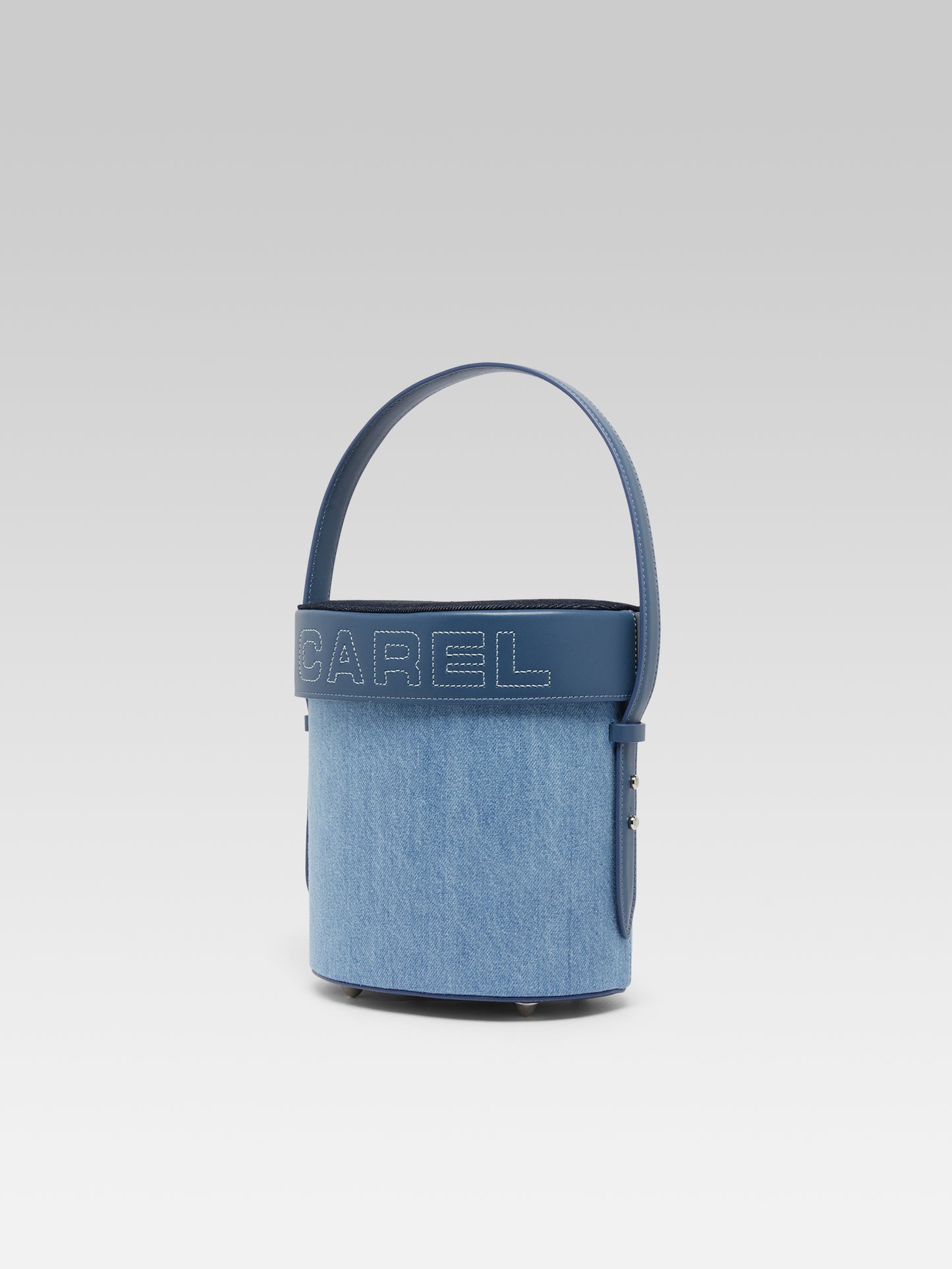 Bibi - Blue denim and leather bucket bag