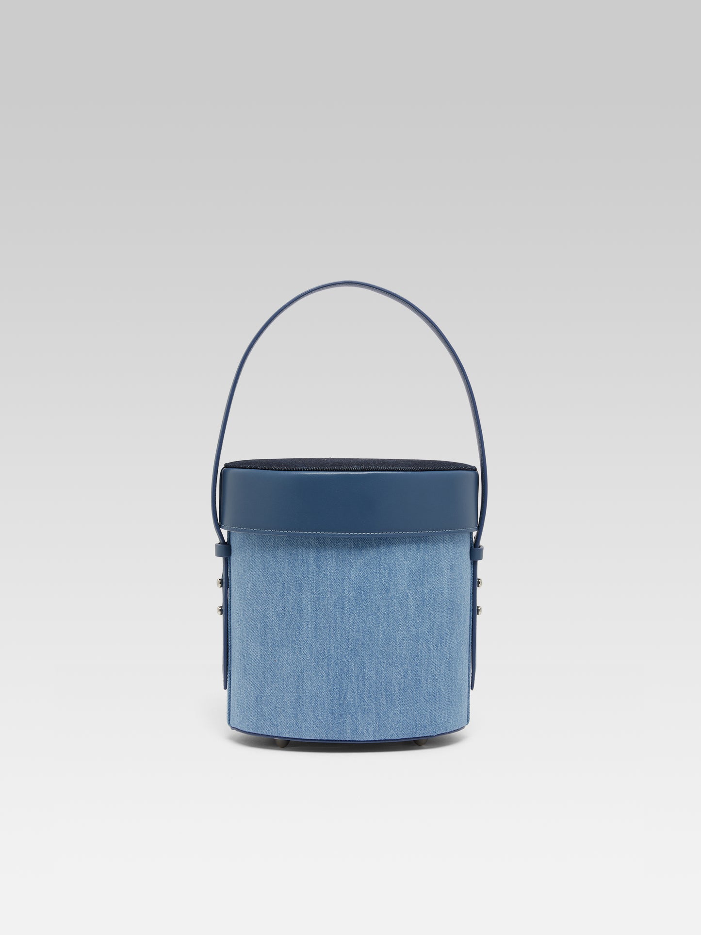 Bibi - Blue denim and leather bucket bag