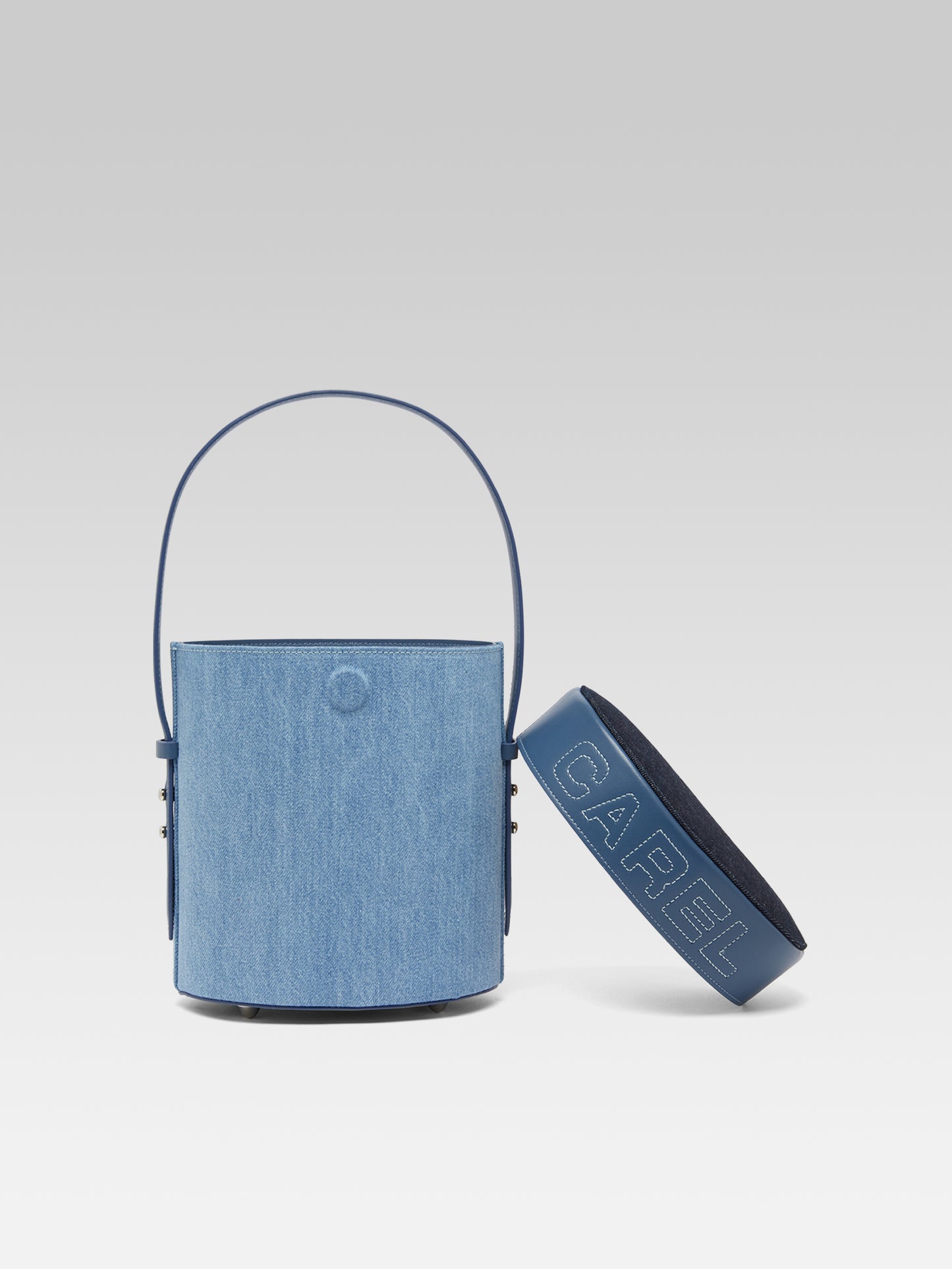 Bibi - Blue denim and leather bucket bag