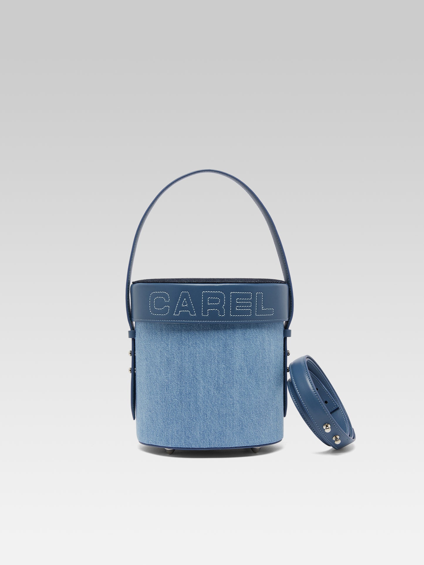 Bibi - Blue denim and leather bucket bag