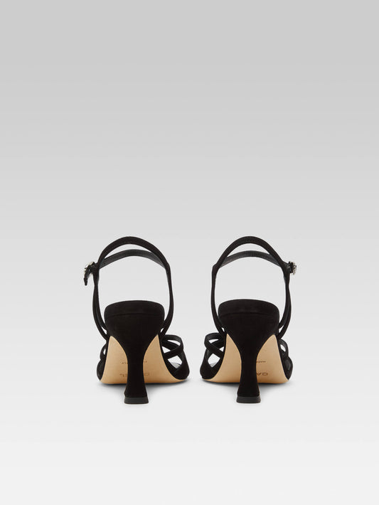 Apollo - Black suede leather strass buckle sandals - Image number 7