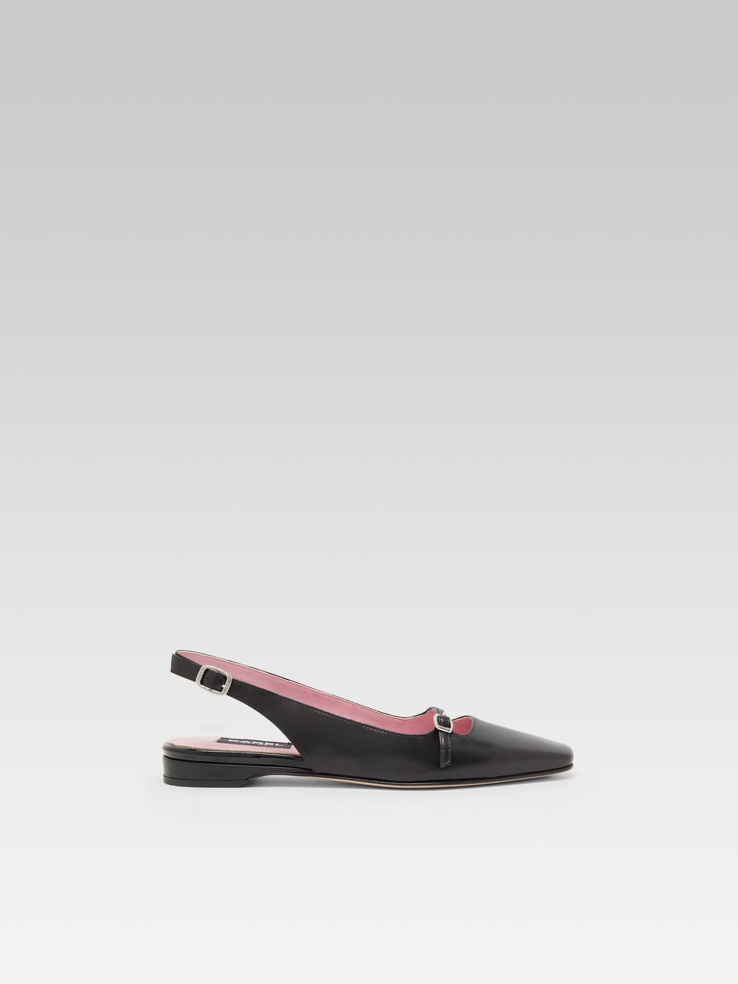 Ninon - Black leather slingback ballet flats