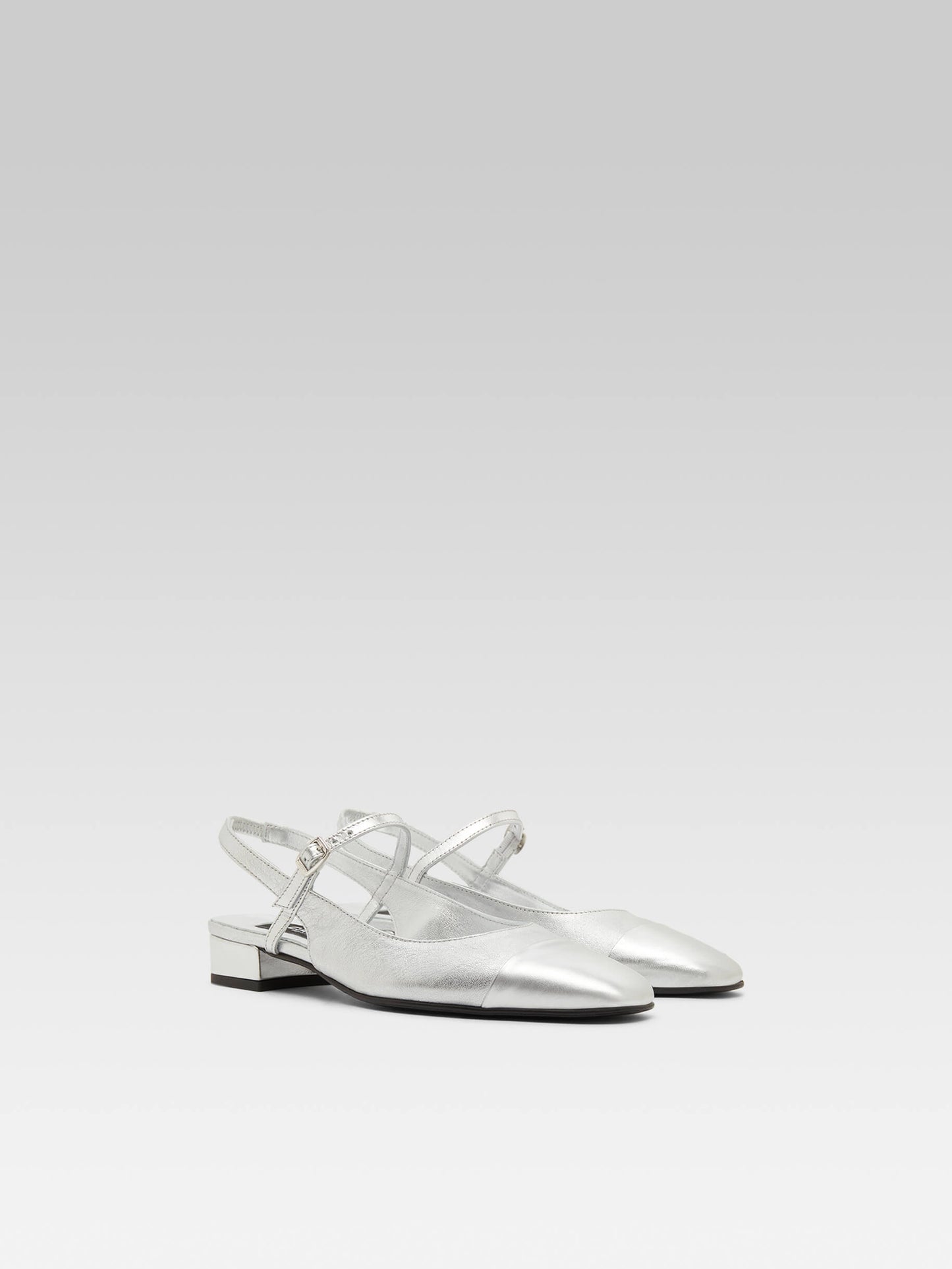 Oceano - Slingback cuir laminé bi-argent