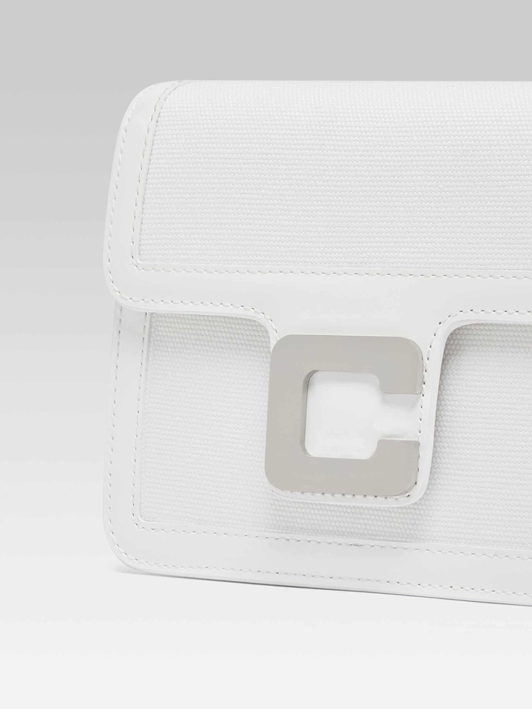 Mini Sorbonne - White fabric and patent leather bag  - Image number 4