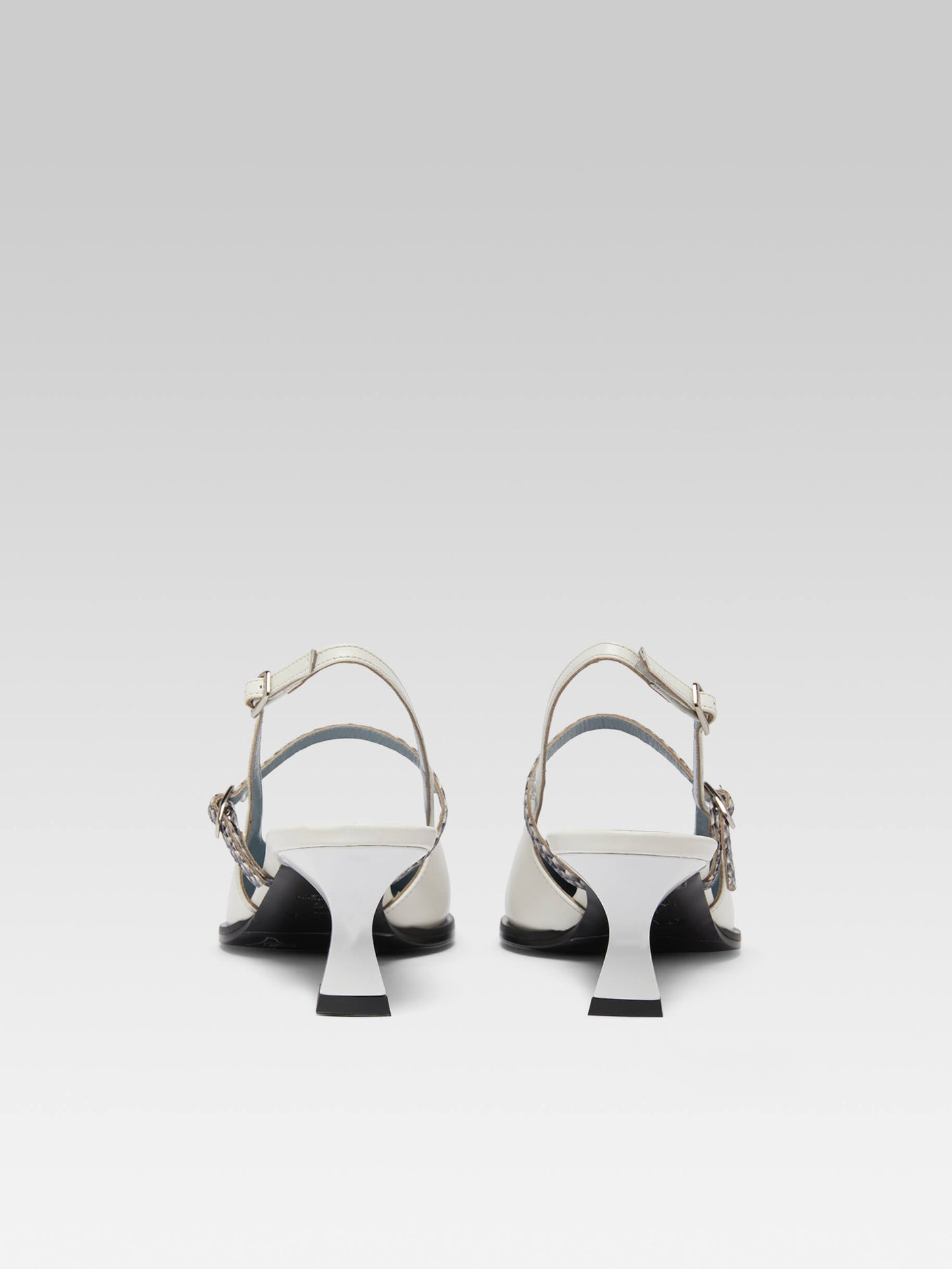 Cecile - Ivory leather and marine leather slingback pumps