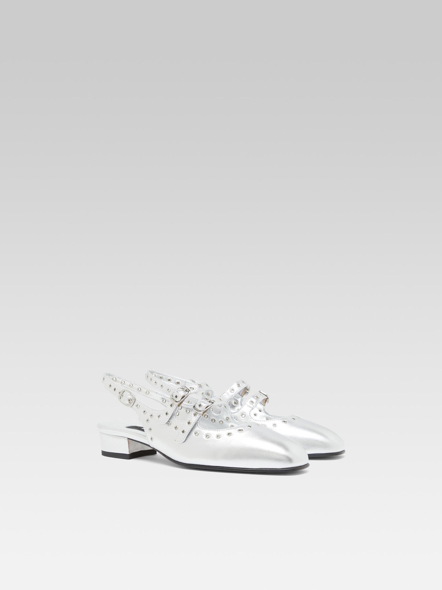 Queen - Babies slingback cuir argent à oeillets