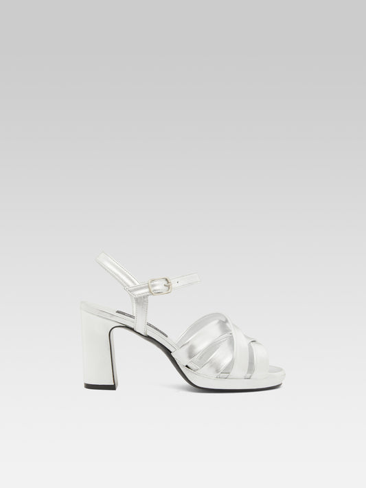 Dancing - Sandales cuir laminé argent