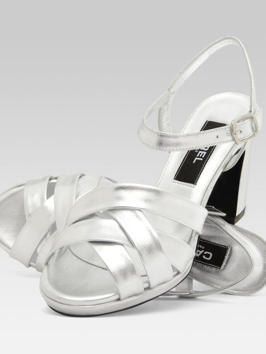 Dancing - Sandales cuir laminé argent - Image numéro 2