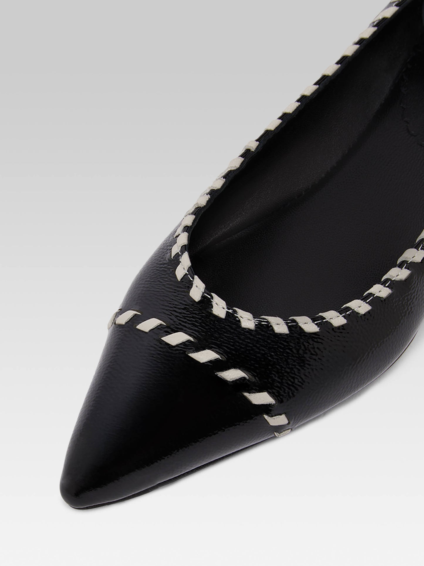 Dani - Black naplack leather and ivory leather ballet flats