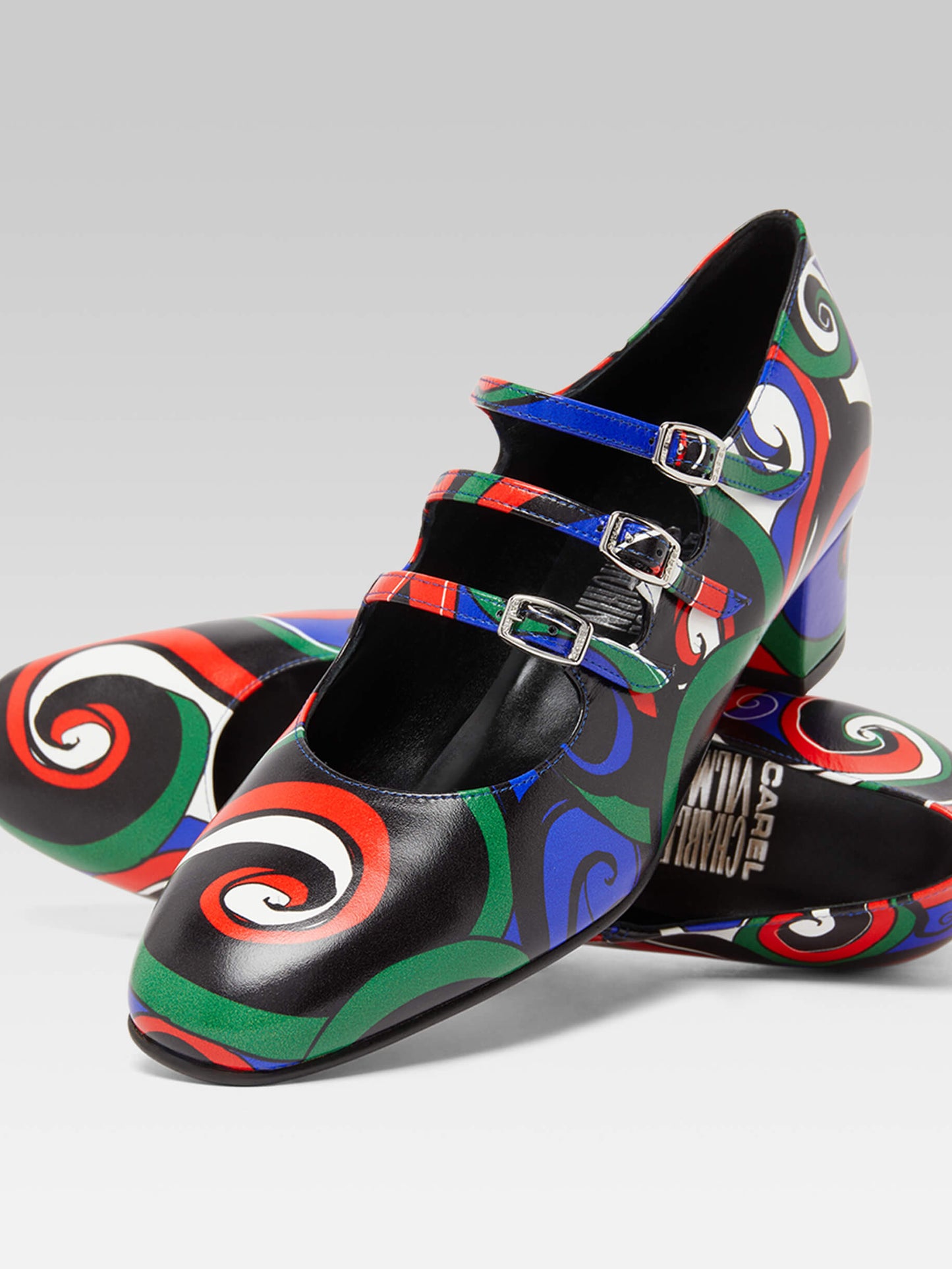 Kina - Multicolor printed leather Mary Janes pumps