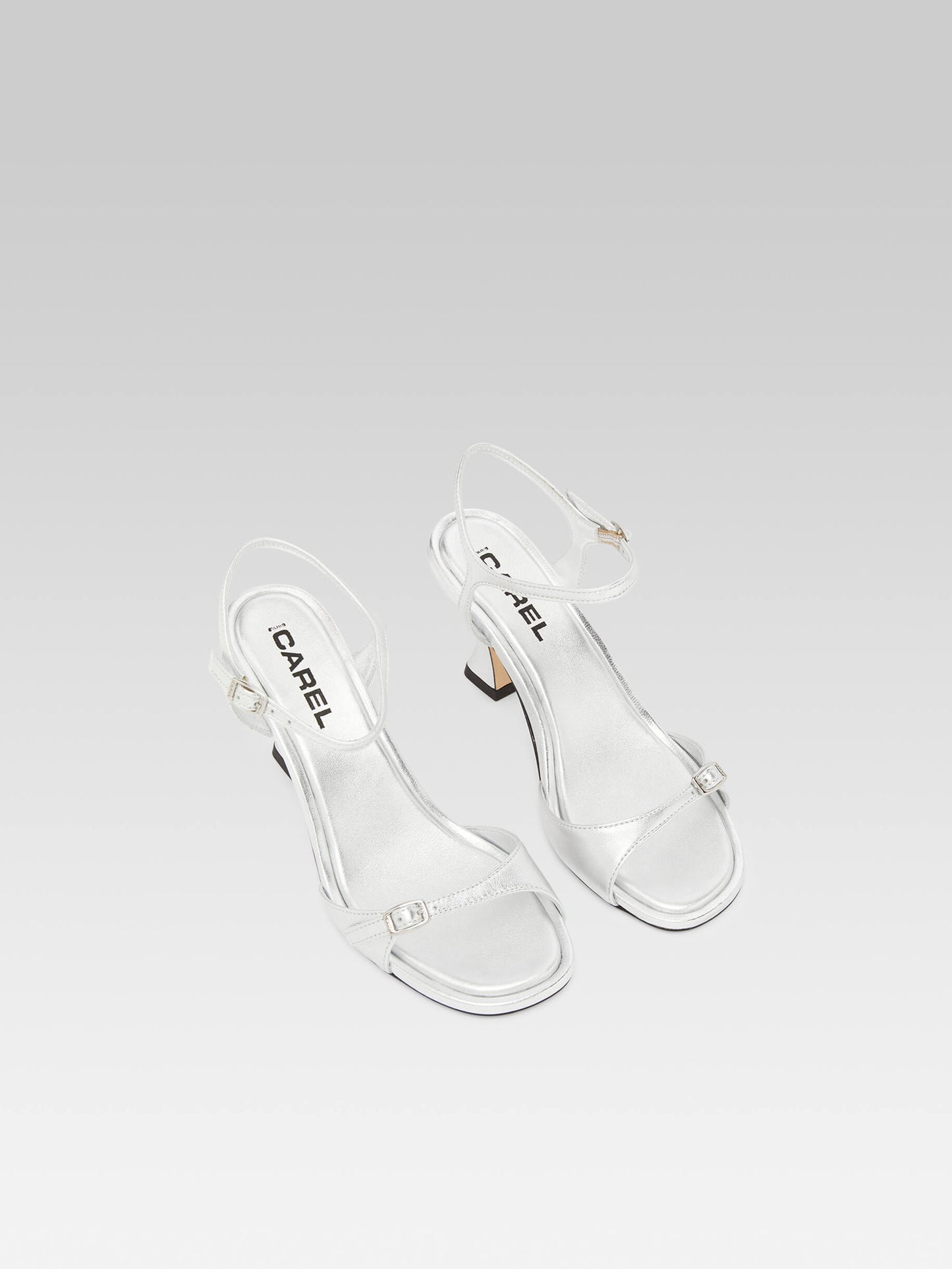 Celeste - Silver leather heeled sandals