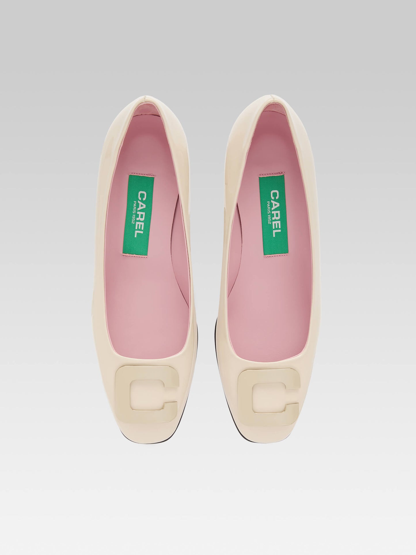 Camelia - Escarpins cuir verni ivoire upcyclé bijou C