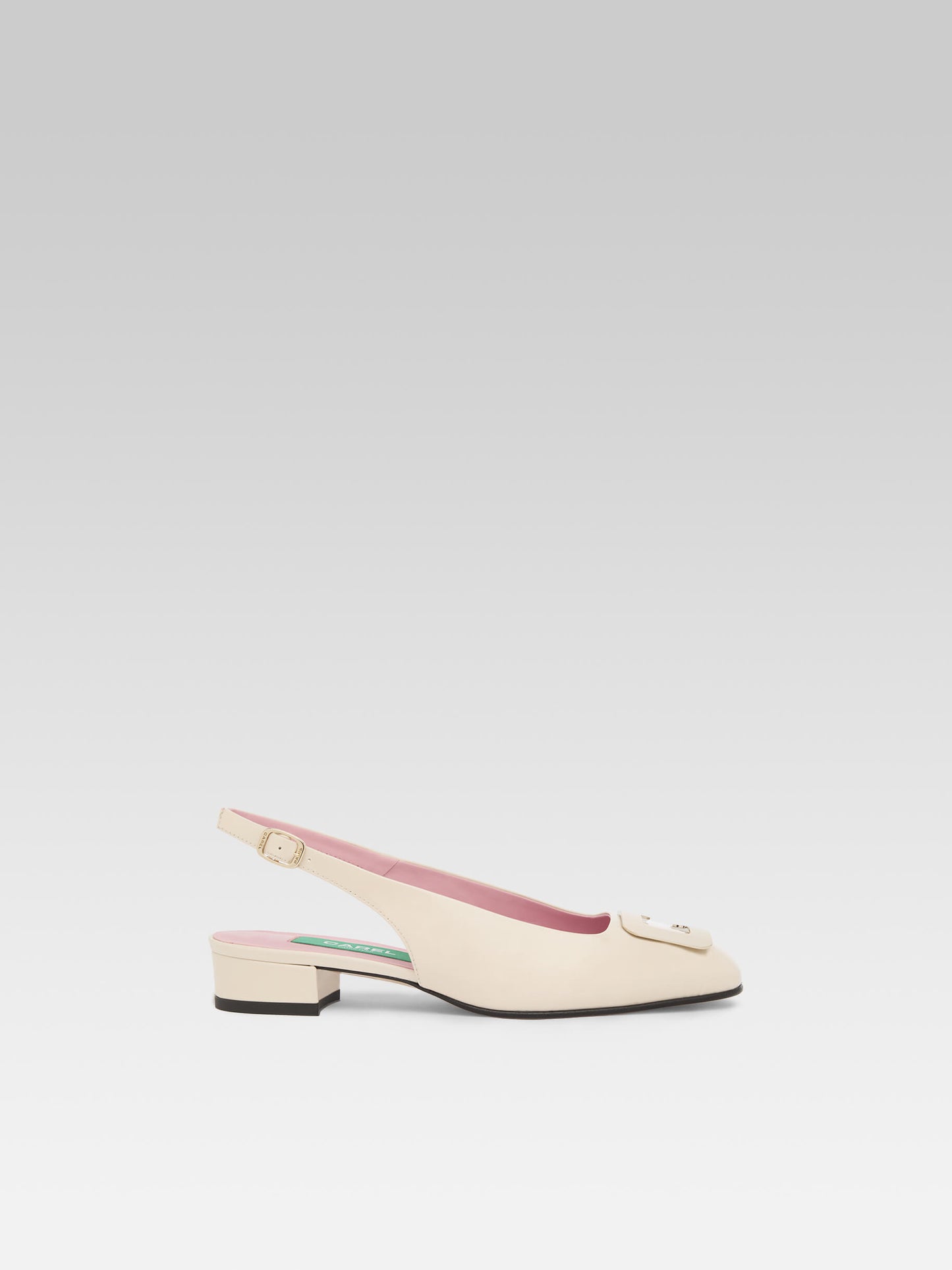 Coquelicot - Slingback cuir verni upcyclé ivoire bijou C