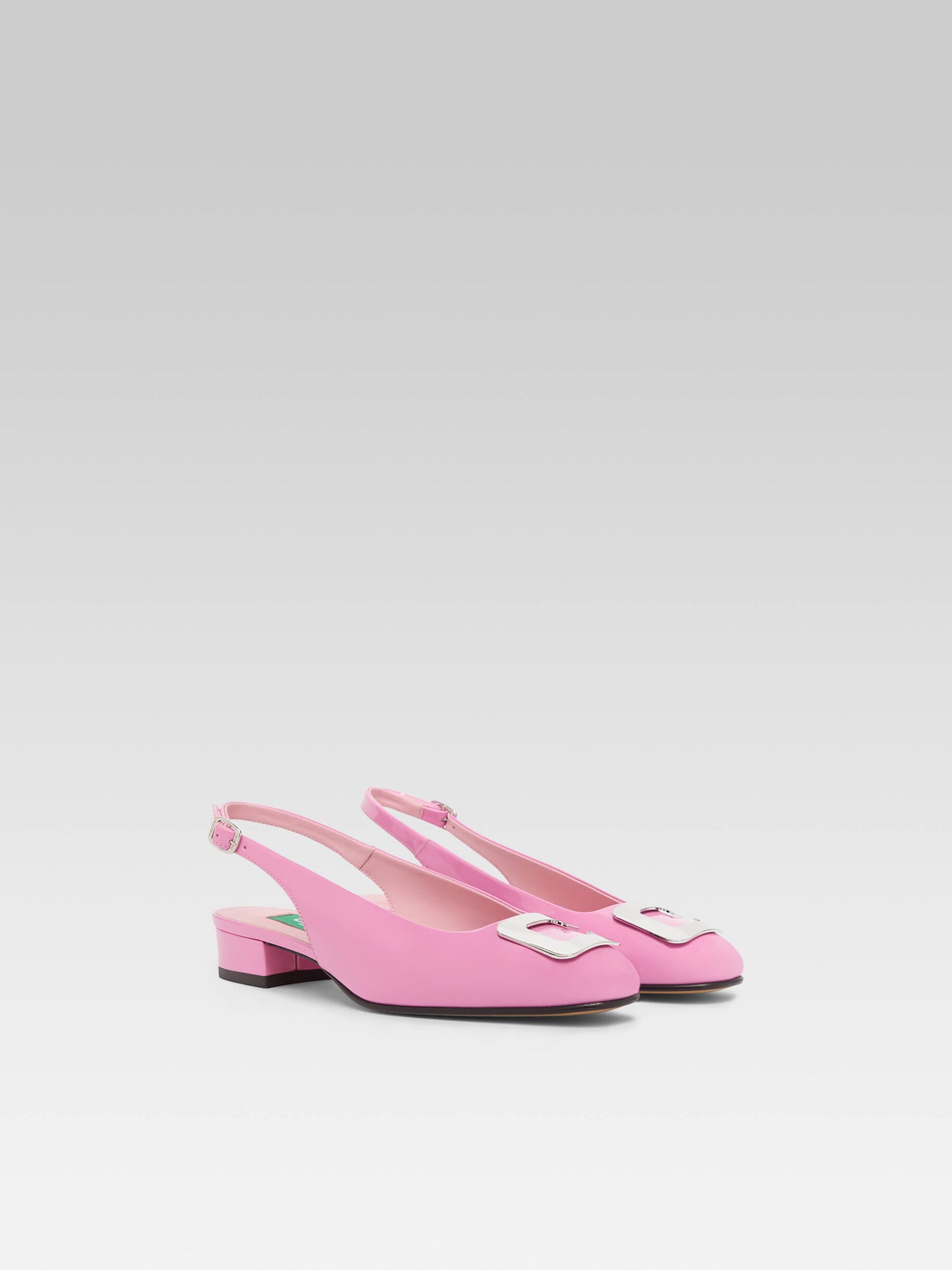 Coquelicot - Slingback cuir verni upcyclé rose bijou C