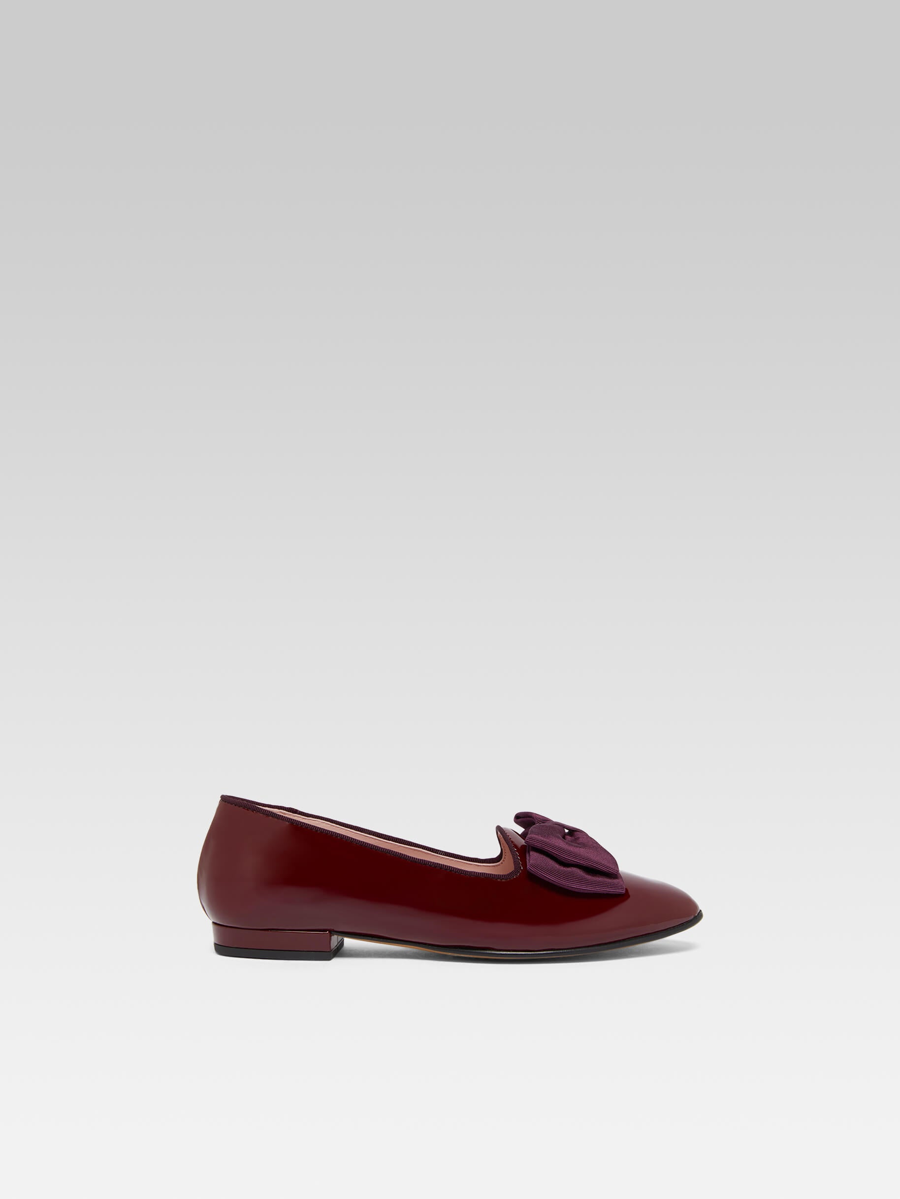 Marquis - Ballerines à noeud cuir verni bordeaux - Image numéro 1