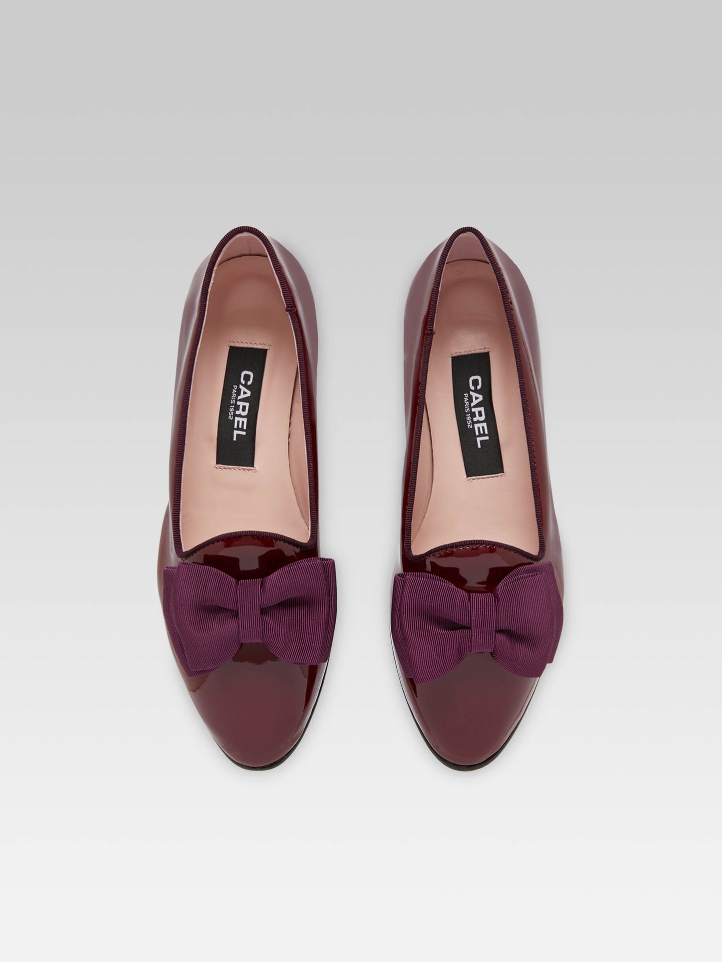 Marquis - Ballerines à noeud cuir verni bordeaux