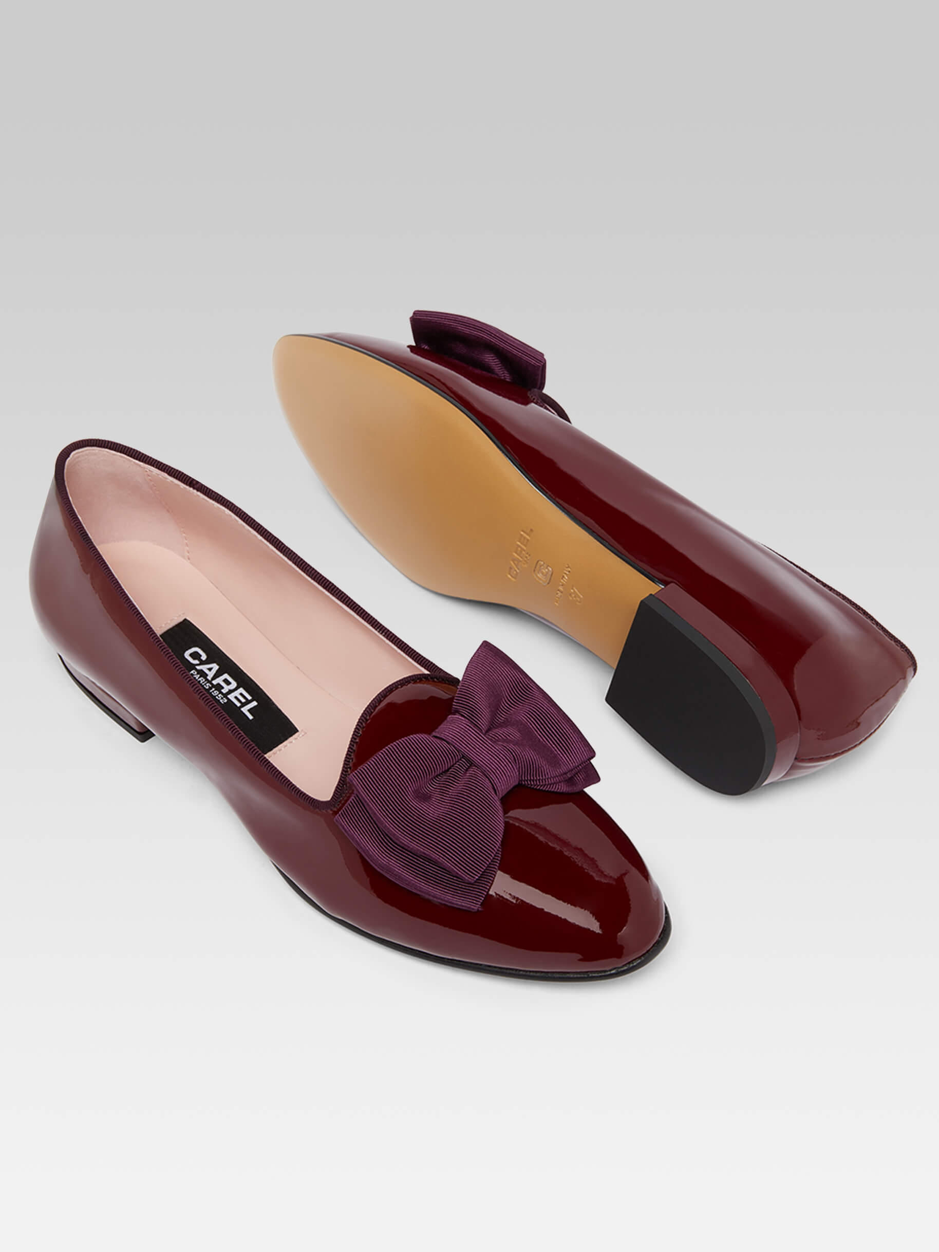 Marquis - Ballerines à noeud cuir verni bordeaux - Image numéro 7