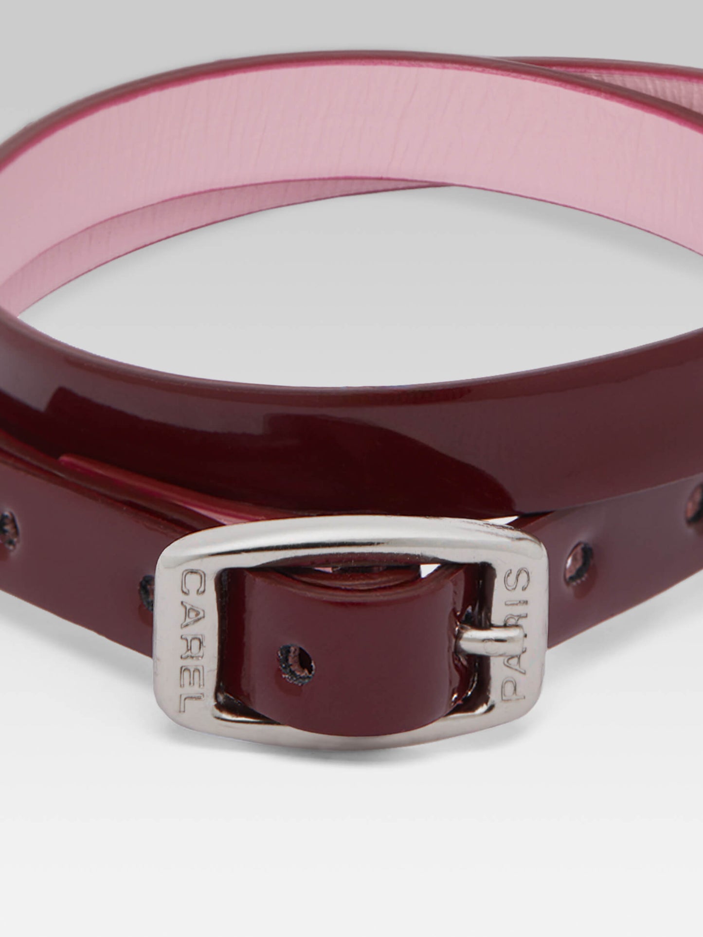 Bracelet - Cuir verni bordeaux upcyclé