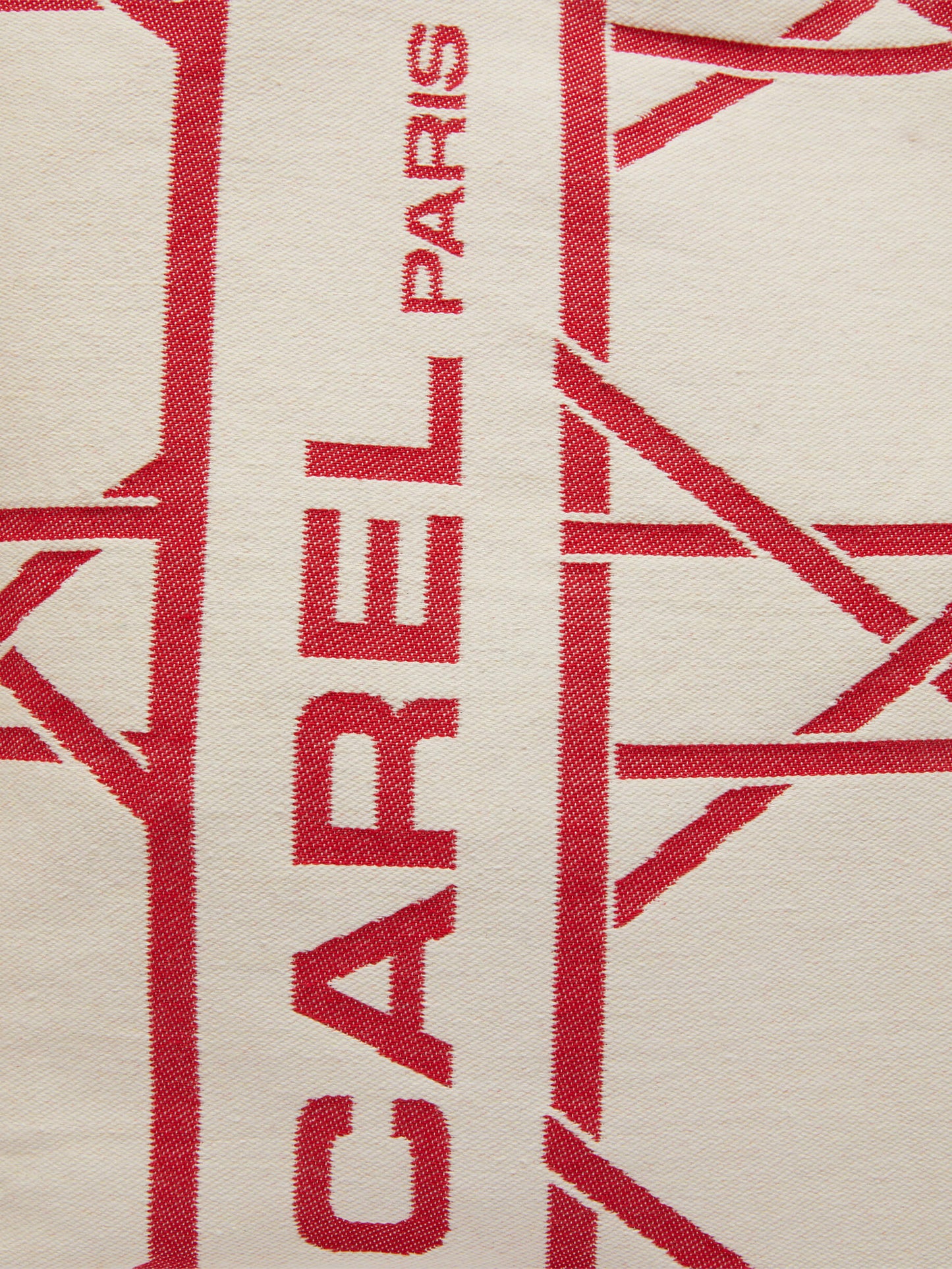 Tote bag - Recycled monogram bag in red and ecru jacquard weave