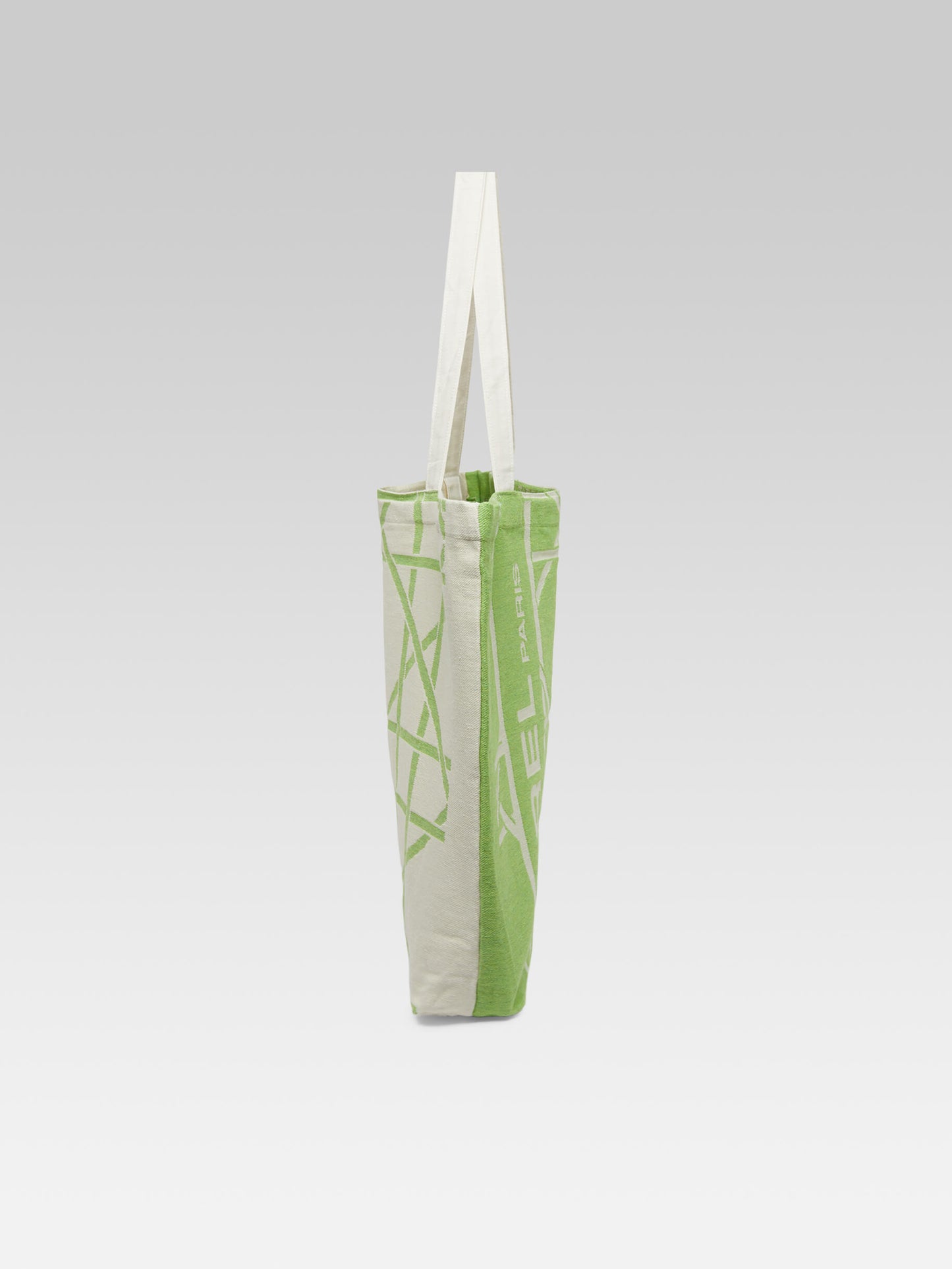 Tote bag - Green and ecru monogram bag with jacquard weave