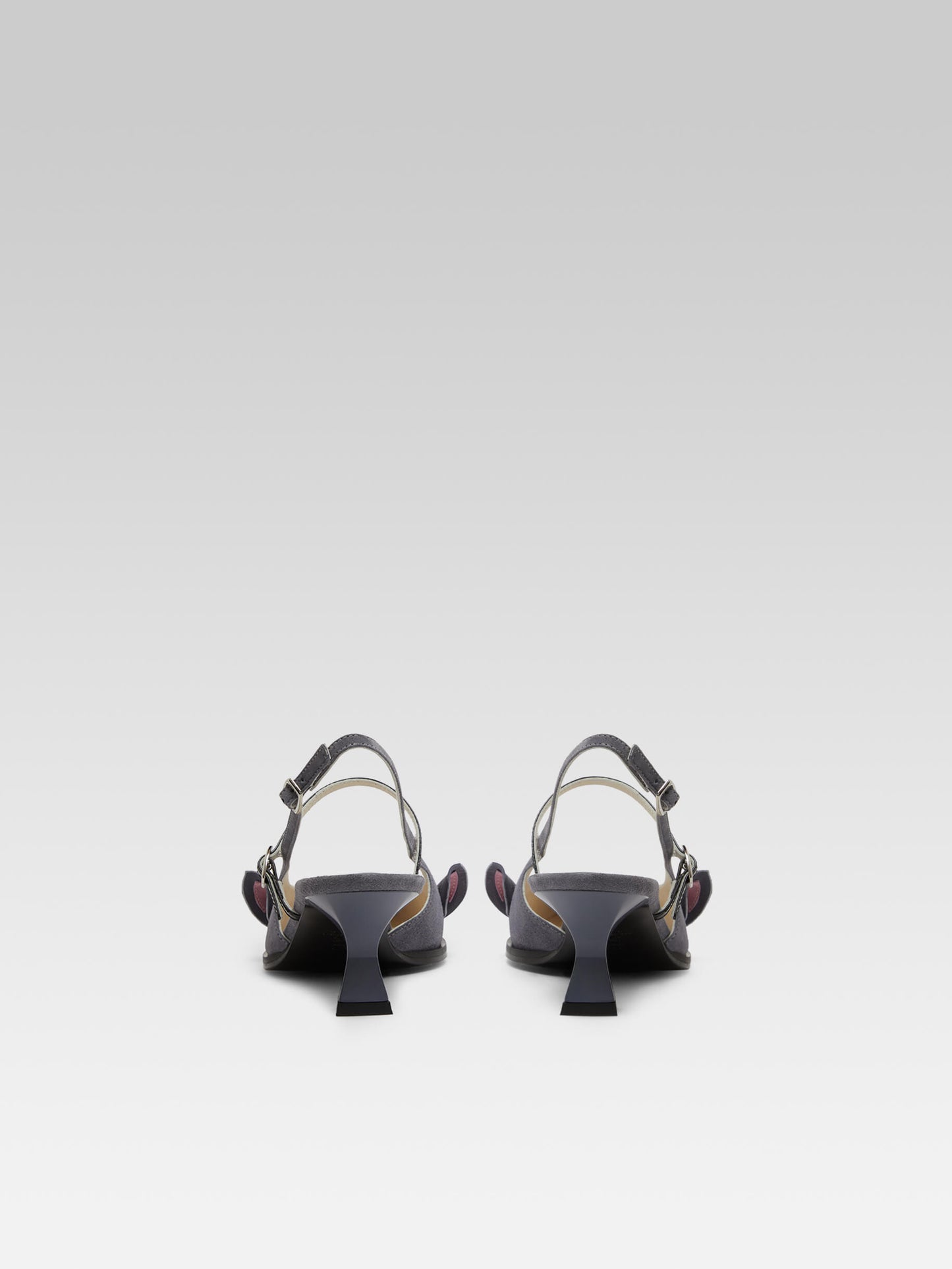 Souris - Grey suede leather slingback pumps