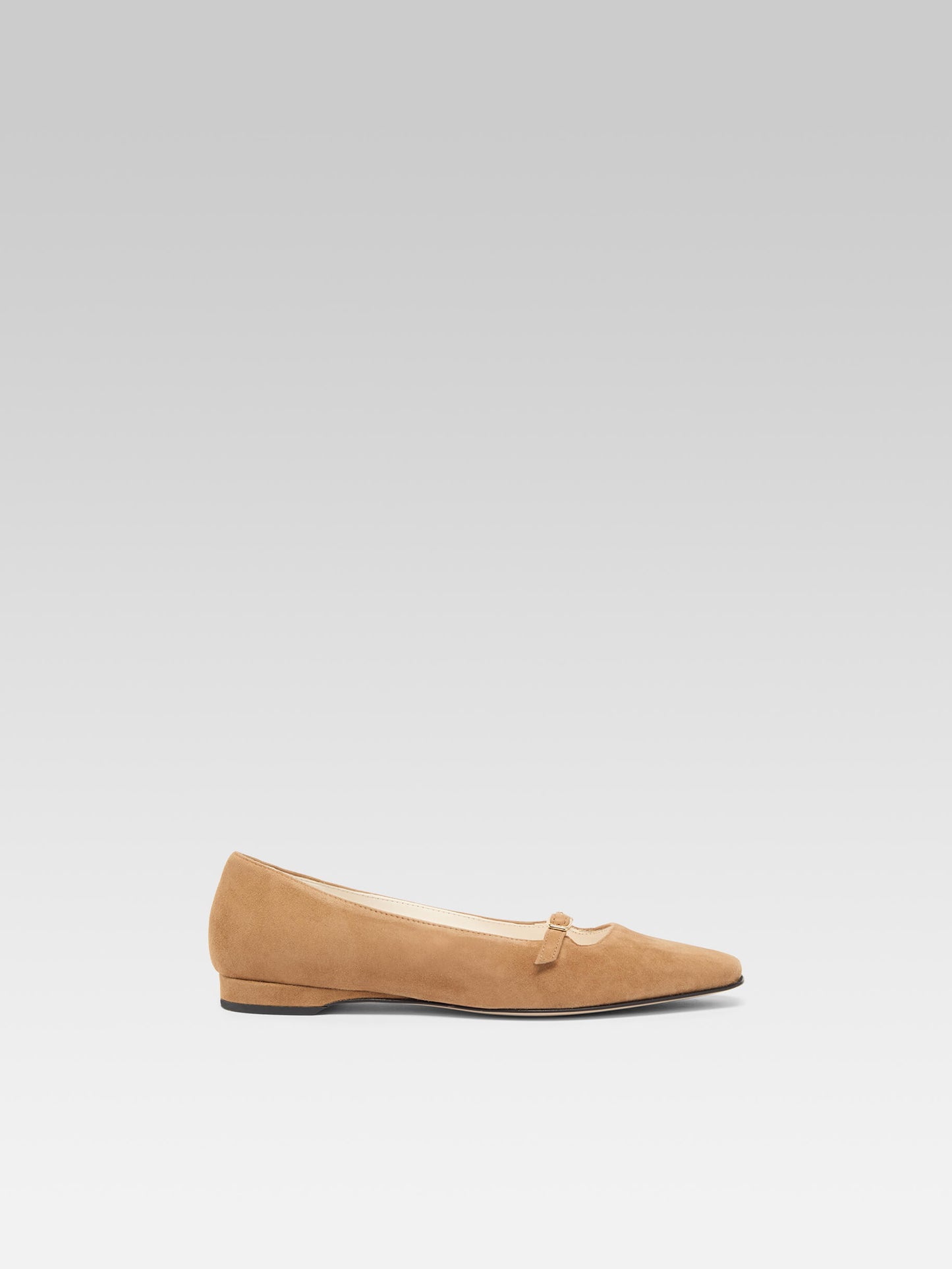 Emilie - Hazelnut suede leather strappy ballet flats