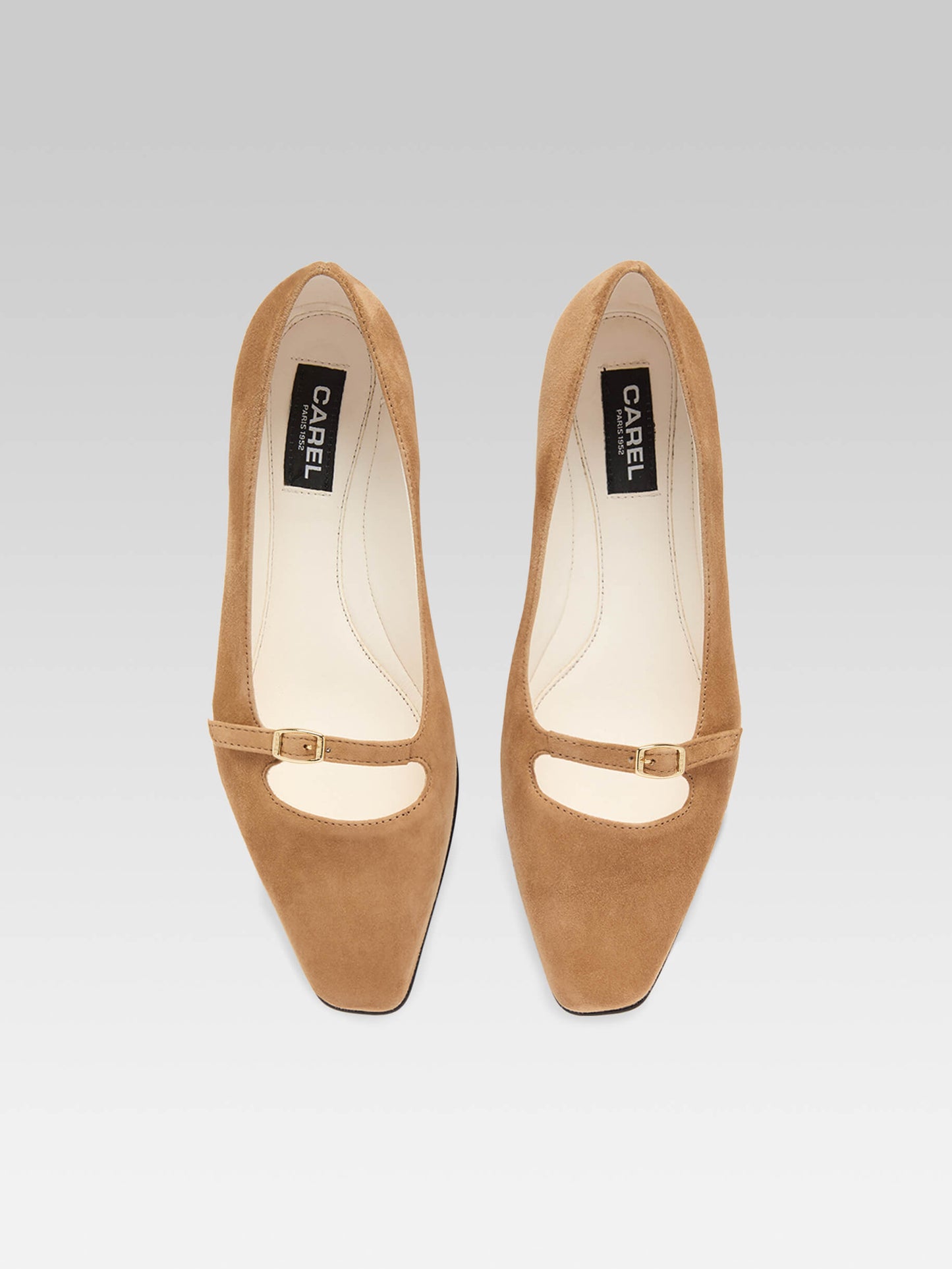 Emilie - Hazelnut suede leather strappy ballet flats
