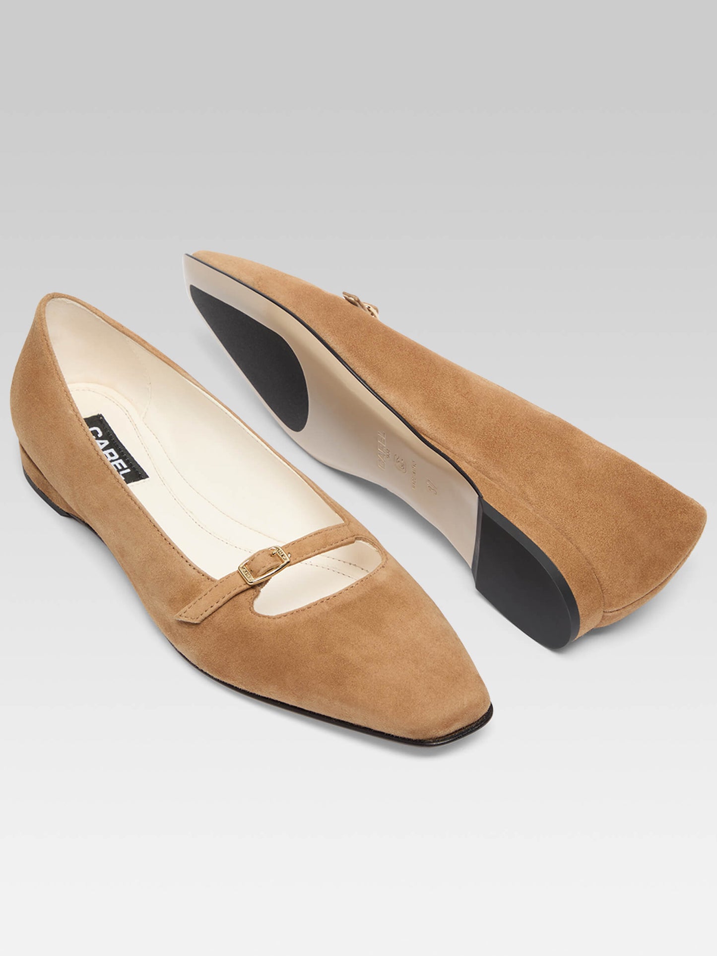 Emilie - Hazelnut suede leather strappy ballet flats
