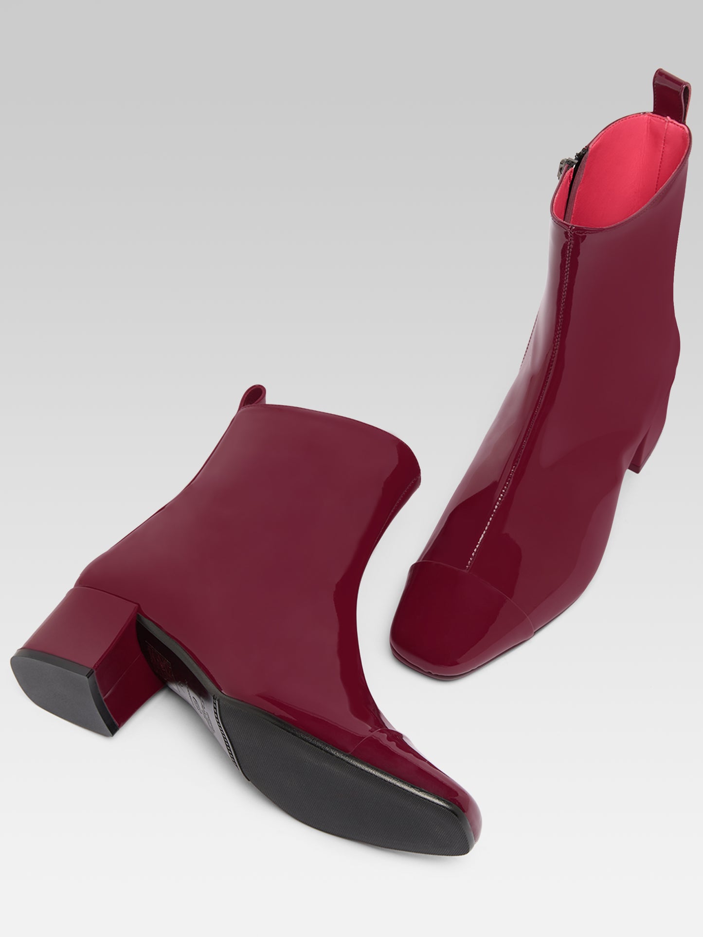 Estime - Bottines cuir verni upcyclé prune