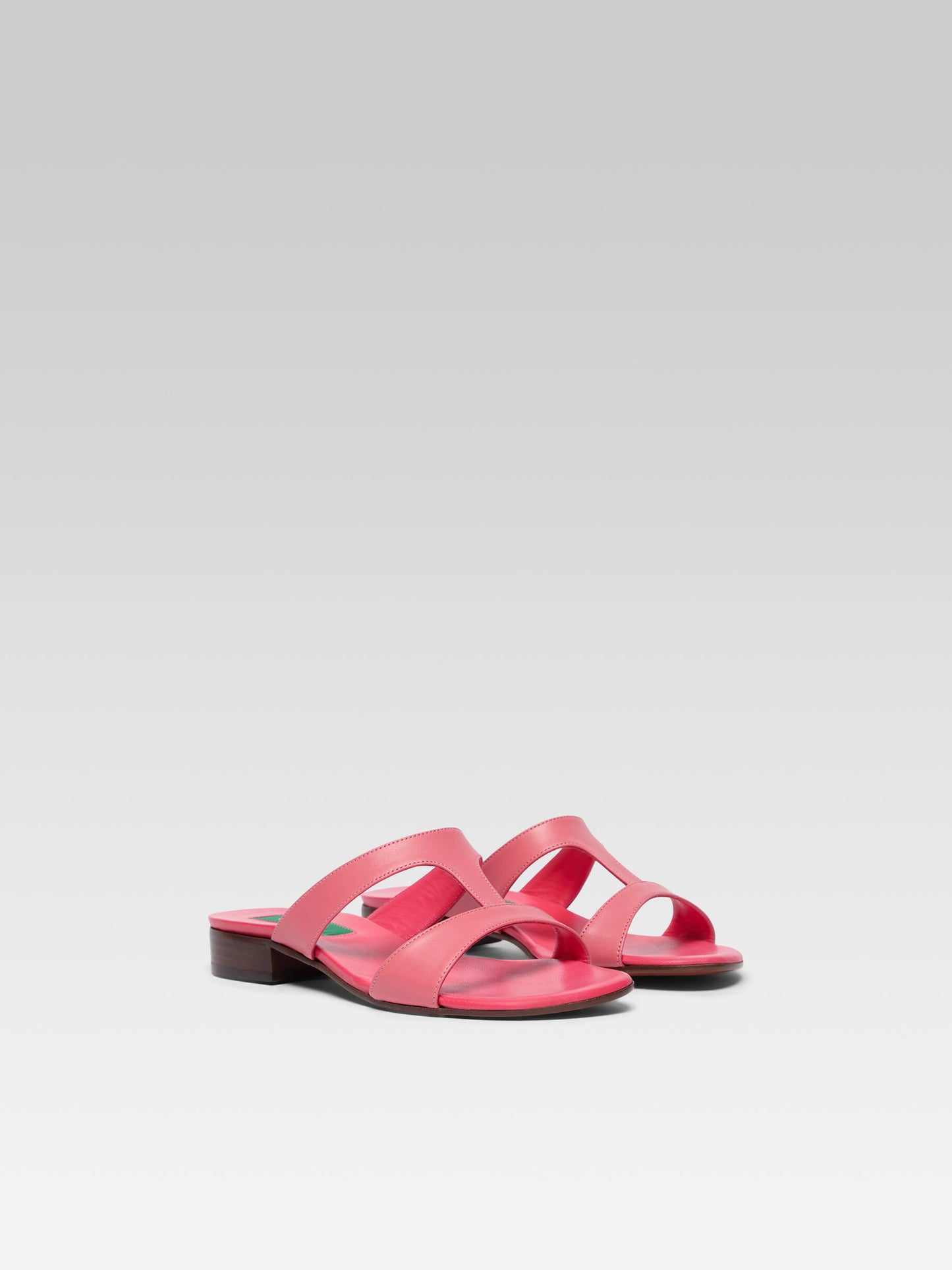 Leia - Mules cuir rose upcyclé