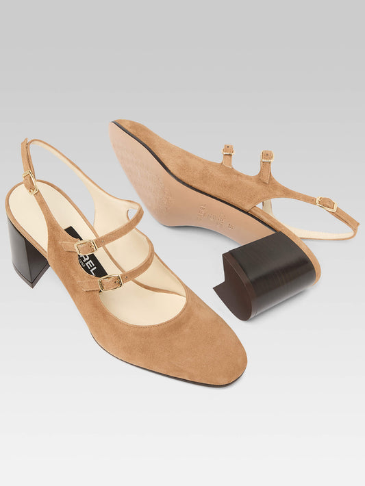 Banana - Hazelnut suede leather slingback Mary Janes - Image number 5