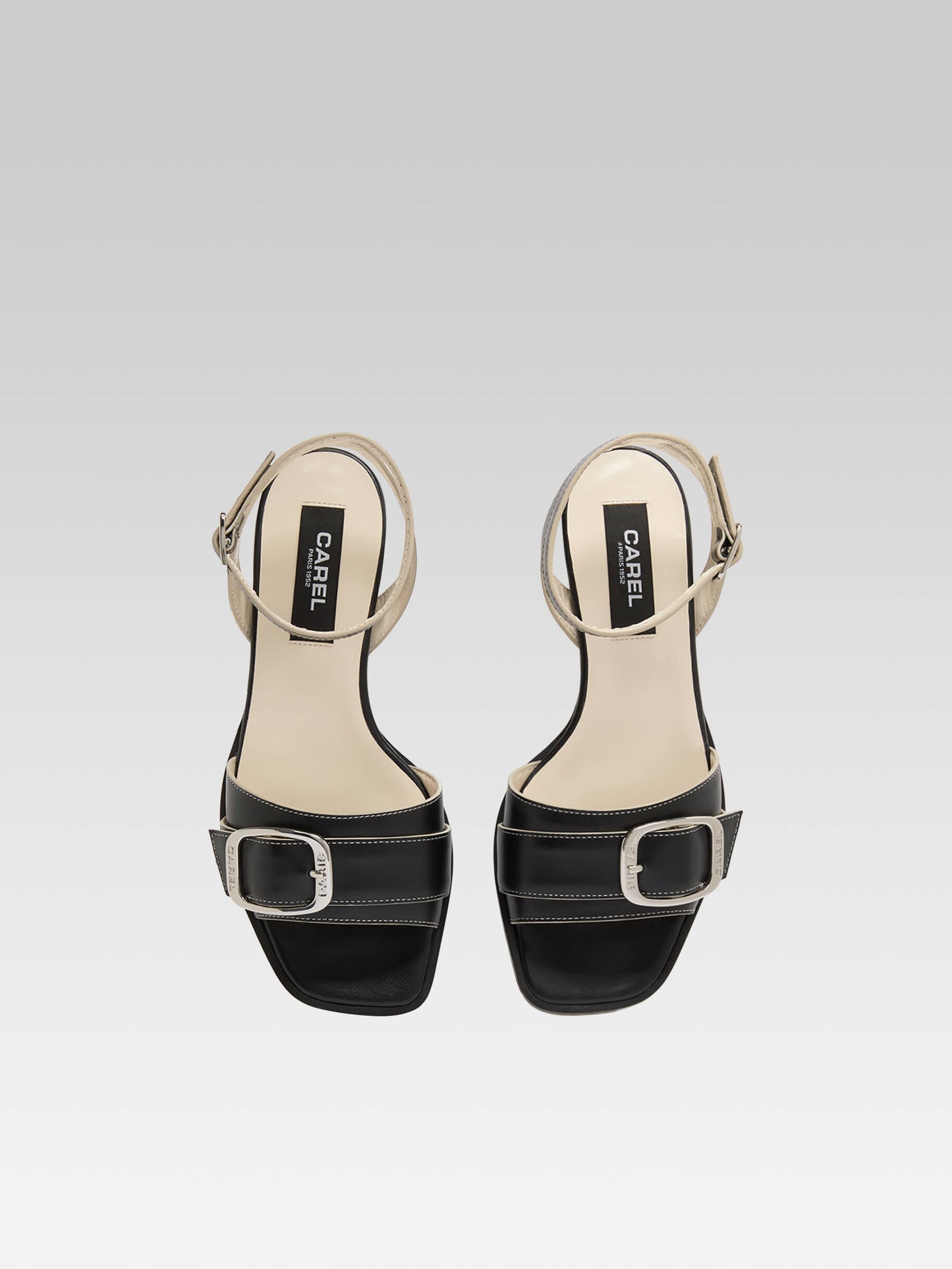 Francoise - Black leather flat sandals