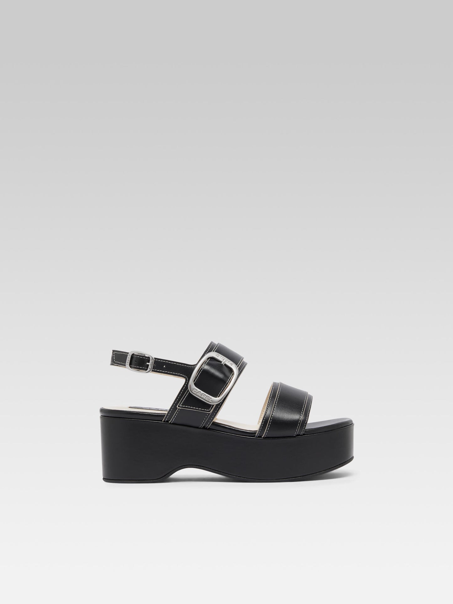 Francine - Black leather platform sandals