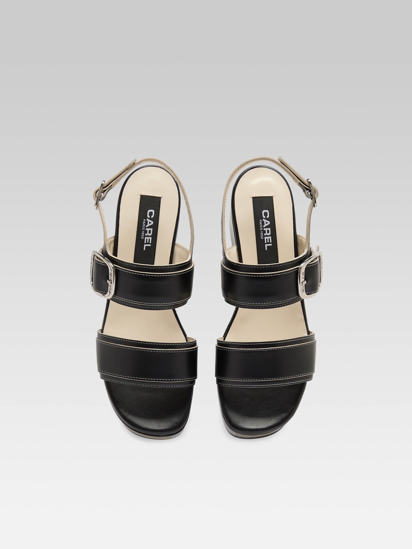 Francine - Black leather platform sandals