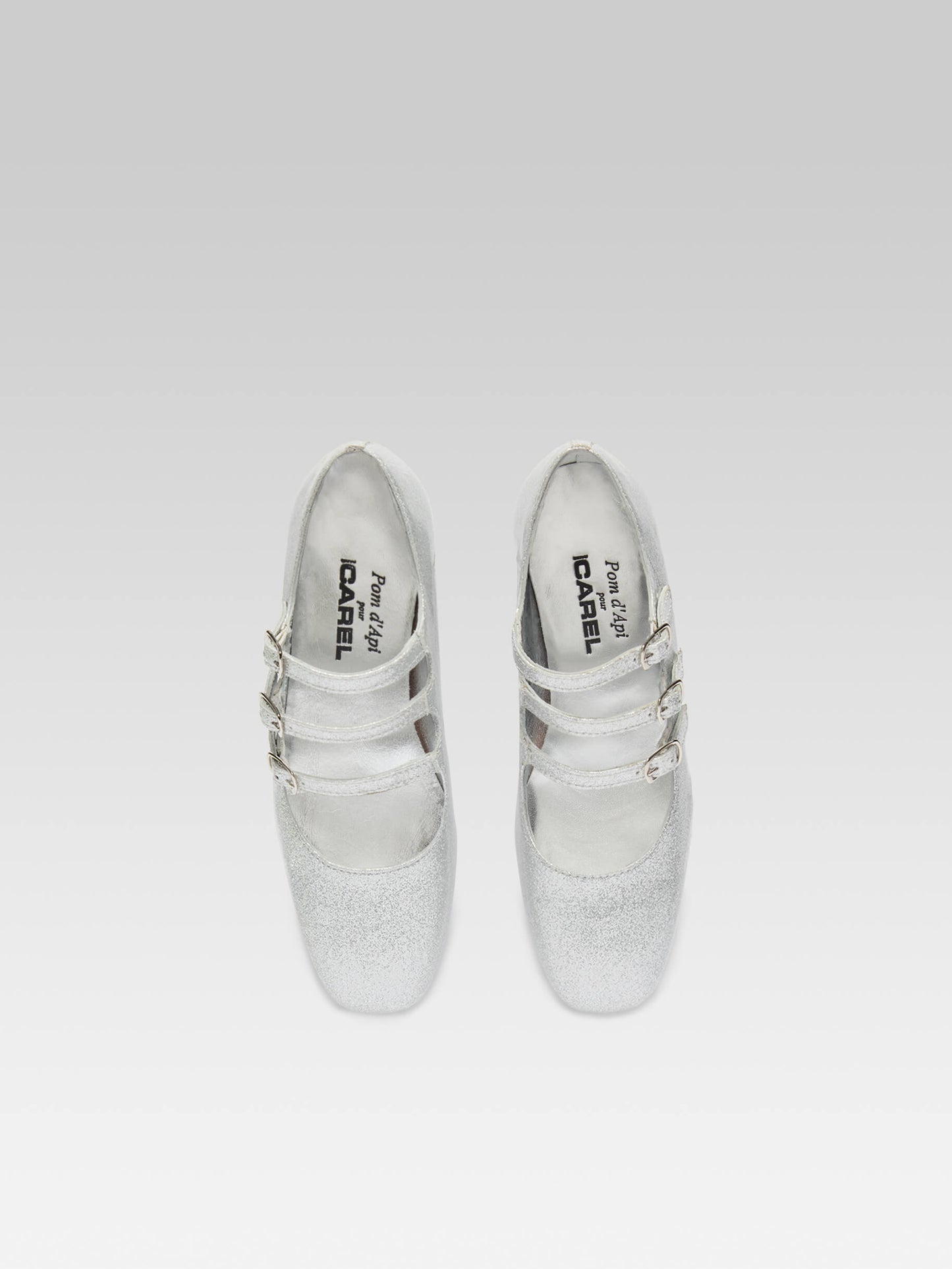 Little Kina - Silver laminated leather Mary Janes